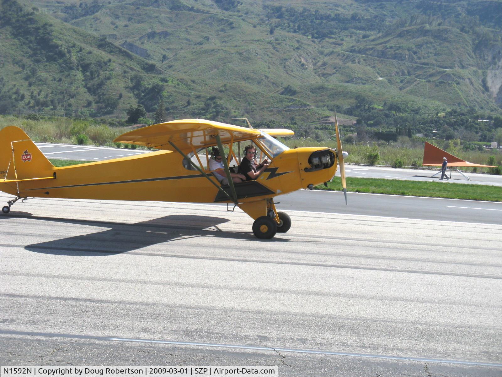 N1592N, 1947 Piper J3C-65 Cub Cub C/N 23124, 1947 Piper J3C-65 CUB, Continental A&C65 65 Hp, taxi after landing Rwy 22