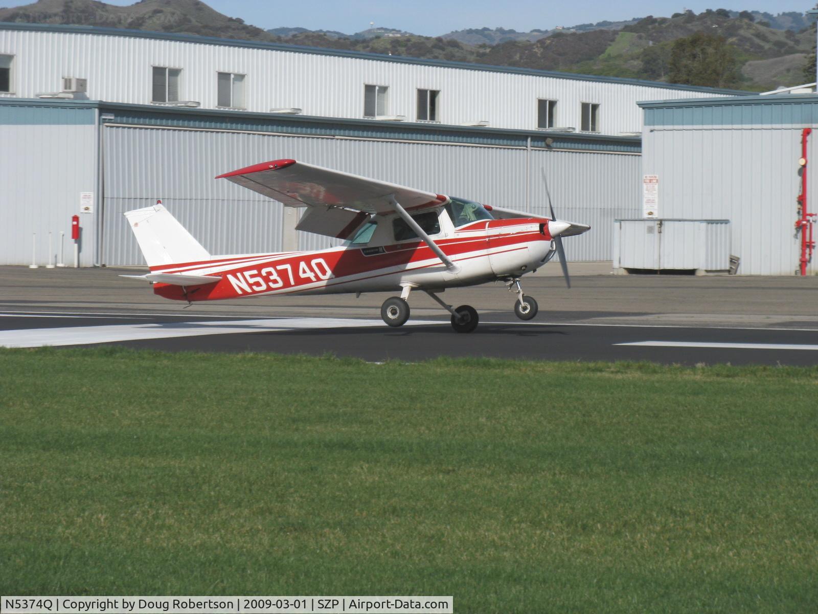 N5374Q, 1972 Cessna 150L C/N 15073274, 1972 Cessna 150L, Continental O-200 100 Hp, flaps landing Rwy 04