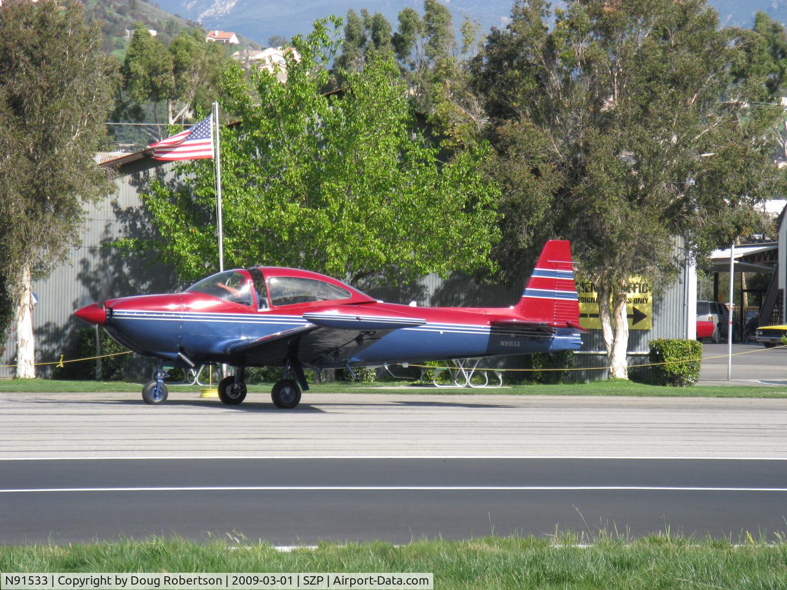 N91533, 1946 North American Navion C/N NAV-4-129, 1946 North American NAVION, Continental E-185-3 185 Hp, tri-blade prop, tip tanks, window mods, Palo Alto tail, taxi to Rwy 04