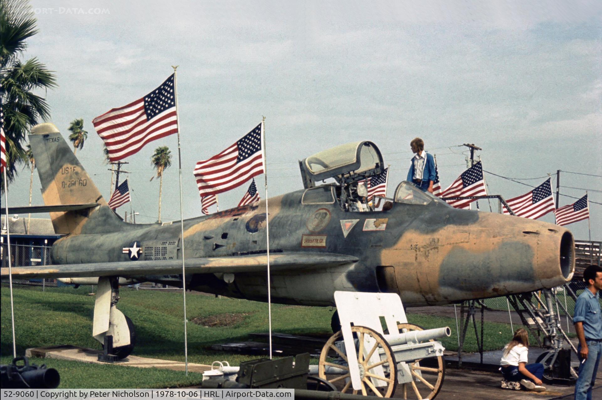 52-9060, 1952 General Motors F-84F Thunderstreak C/N Not found 52-9060, This Thunderstreak, formerly of the Texas ANG, was on display near the HQ building of the Confederate Air Force in 1978.