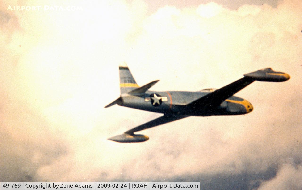 49-769, 1949 Lockheed P-80C Shooting Star C/N 080-2517, F-80 Shooting Star of the 26th FIS on patrol over Okinawa 1952 - photo by unknow pilot on request of John Van Dyke from my collection inherited from the late Mr. Van Dyke