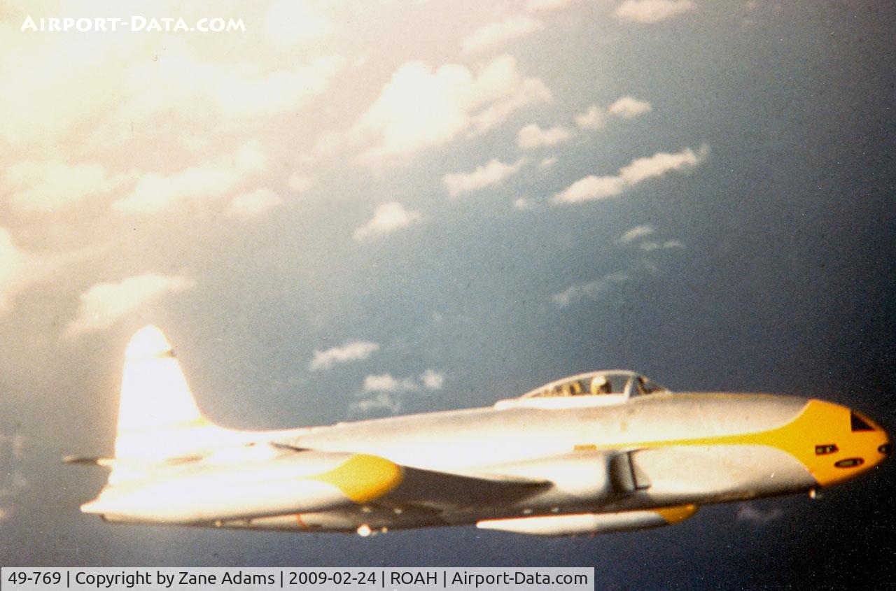 49-769, 1949 Lockheed P-80C Shooting Star C/N 080-2517, F-80 Shooting Star of the 26th FIS on patrol over Okinawa 1952 - photo by unknow pilot on request of John Van Dyke from my collection inherited from the late Mr. Van Dyke