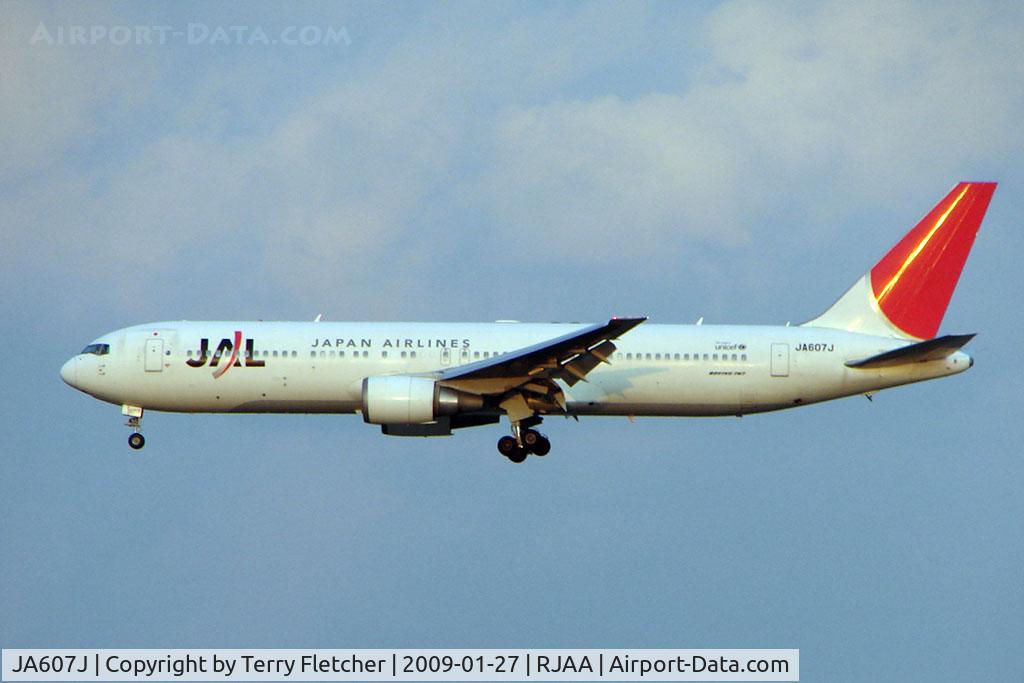 JA607J, 2003 Boeing 767-346/ER C/N 33496, JAL B767 on approach to Narita