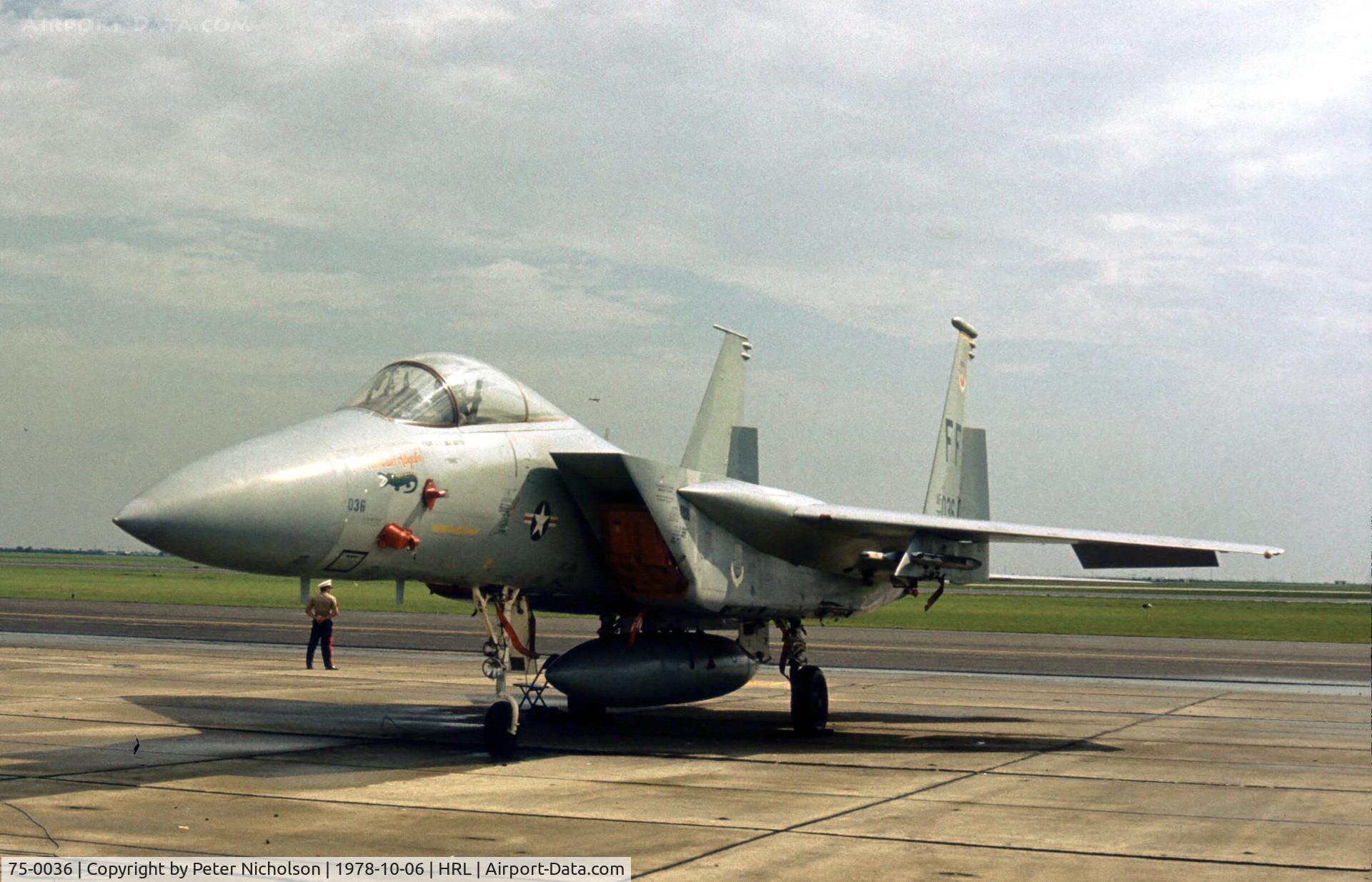 75-0036, 1975 McDonnell Douglas F-15A Eagle C/N 0134/A116, 1 Tactical Fighter Wing at Langley AFB displayed this Eagle at the 1978 Confederate Air Force Airshow.