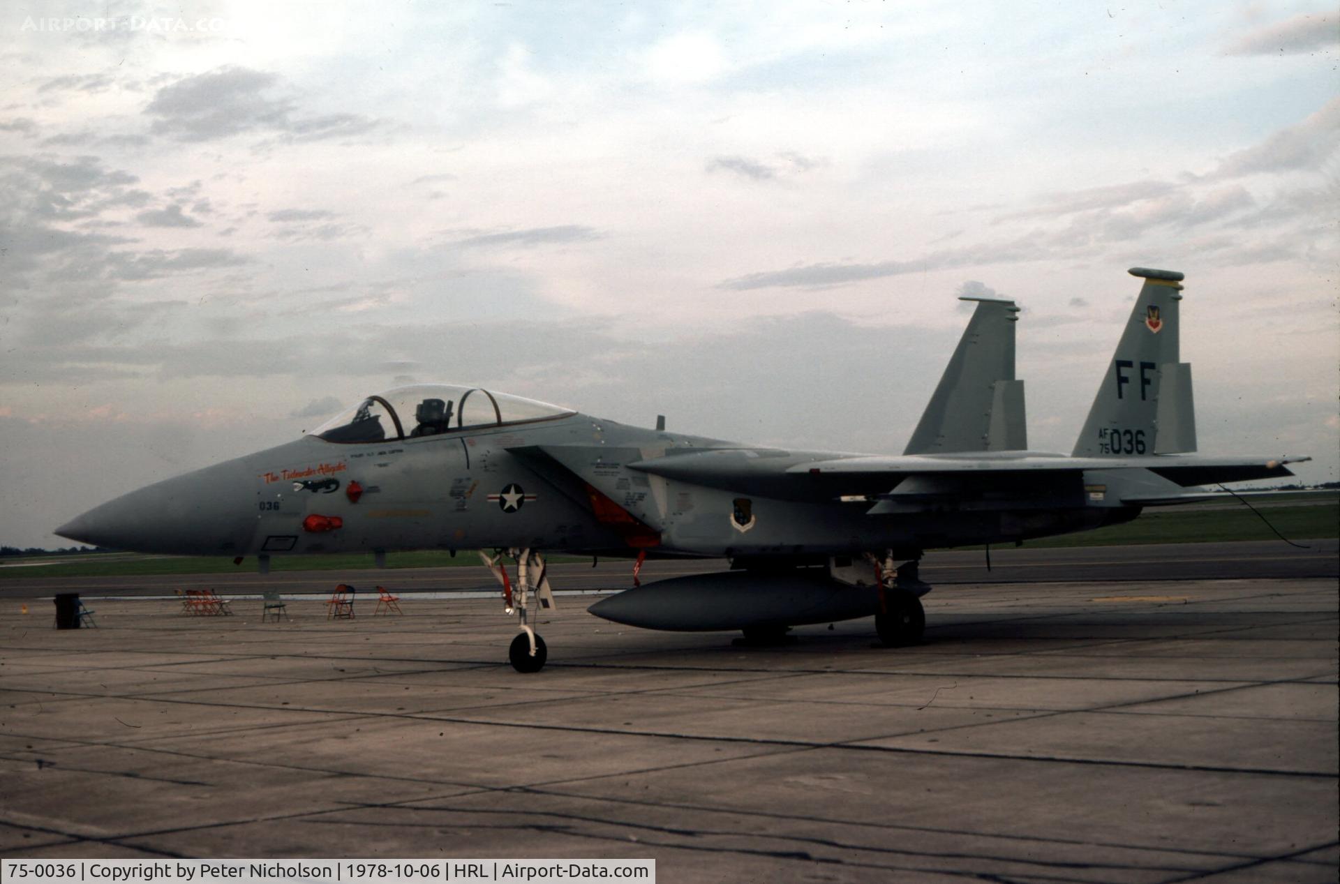 75-0036, 1975 McDonnell Douglas F-15A Eagle C/N 0134/A116, Interesting nose-art on this 1 TFW Eagle at the 1978 Confederate Air Force Airshow.