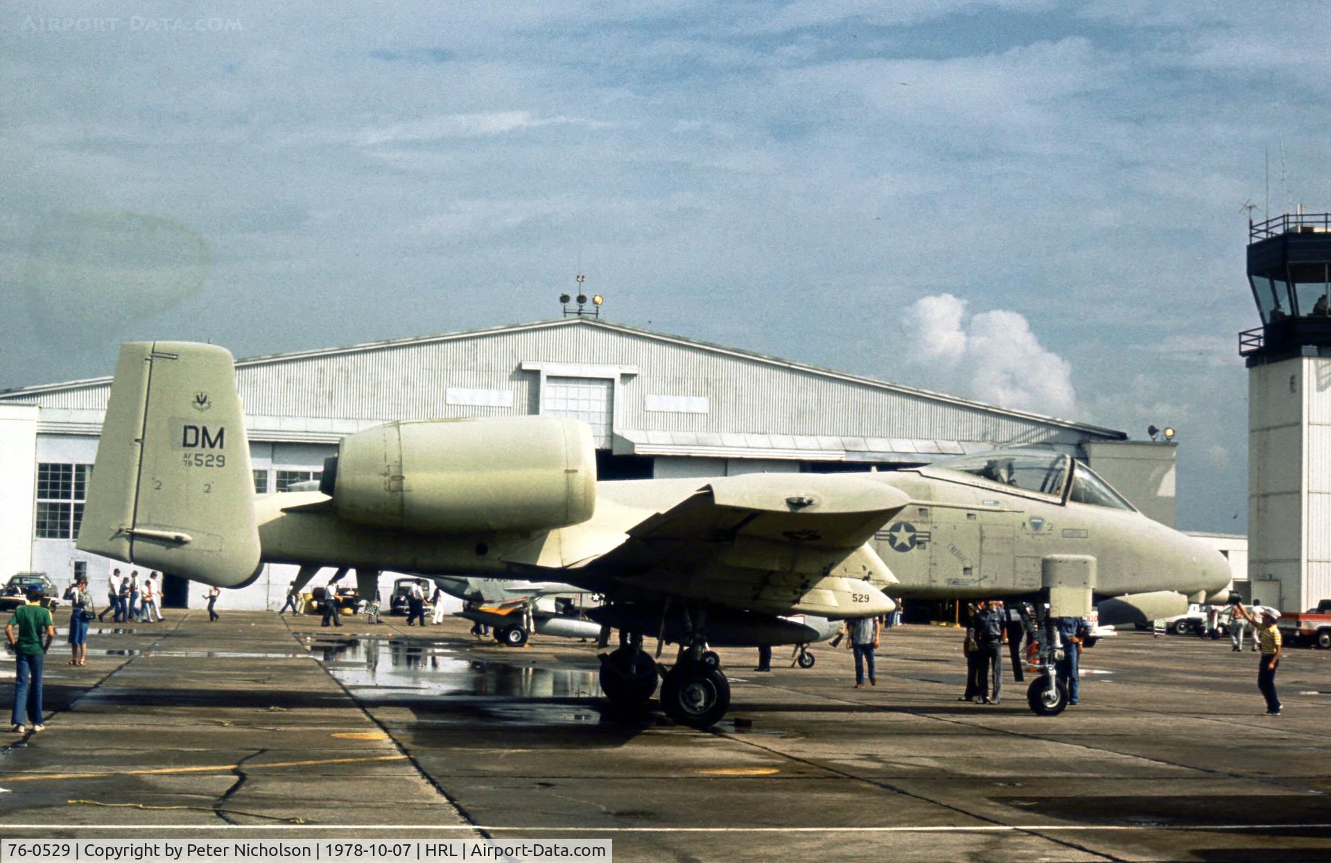 76-0529, 1976 Fairchild Republic A-10A Thunderbolt II C/N A10-0076, Early camouflage colour scheme on this 355 Tactical Fighter Wing A-10A which attended the 1978 Confederate Air Force Airshow.