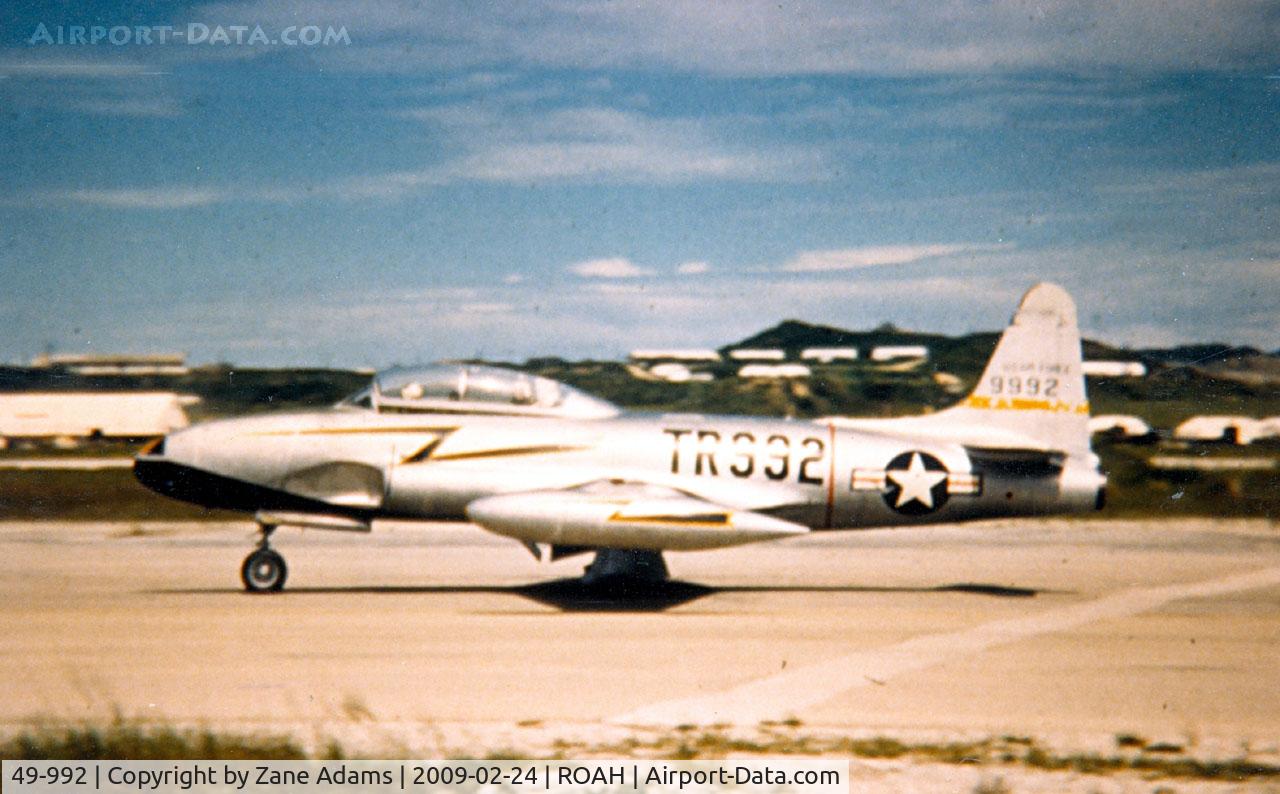 49-992, 1949 Lockheed T-33A Shooting Star C/N 580-5142, T-33A (TF-80C) Shooting Star of the 26th FIS at NAHA AFB Okinawa 1952