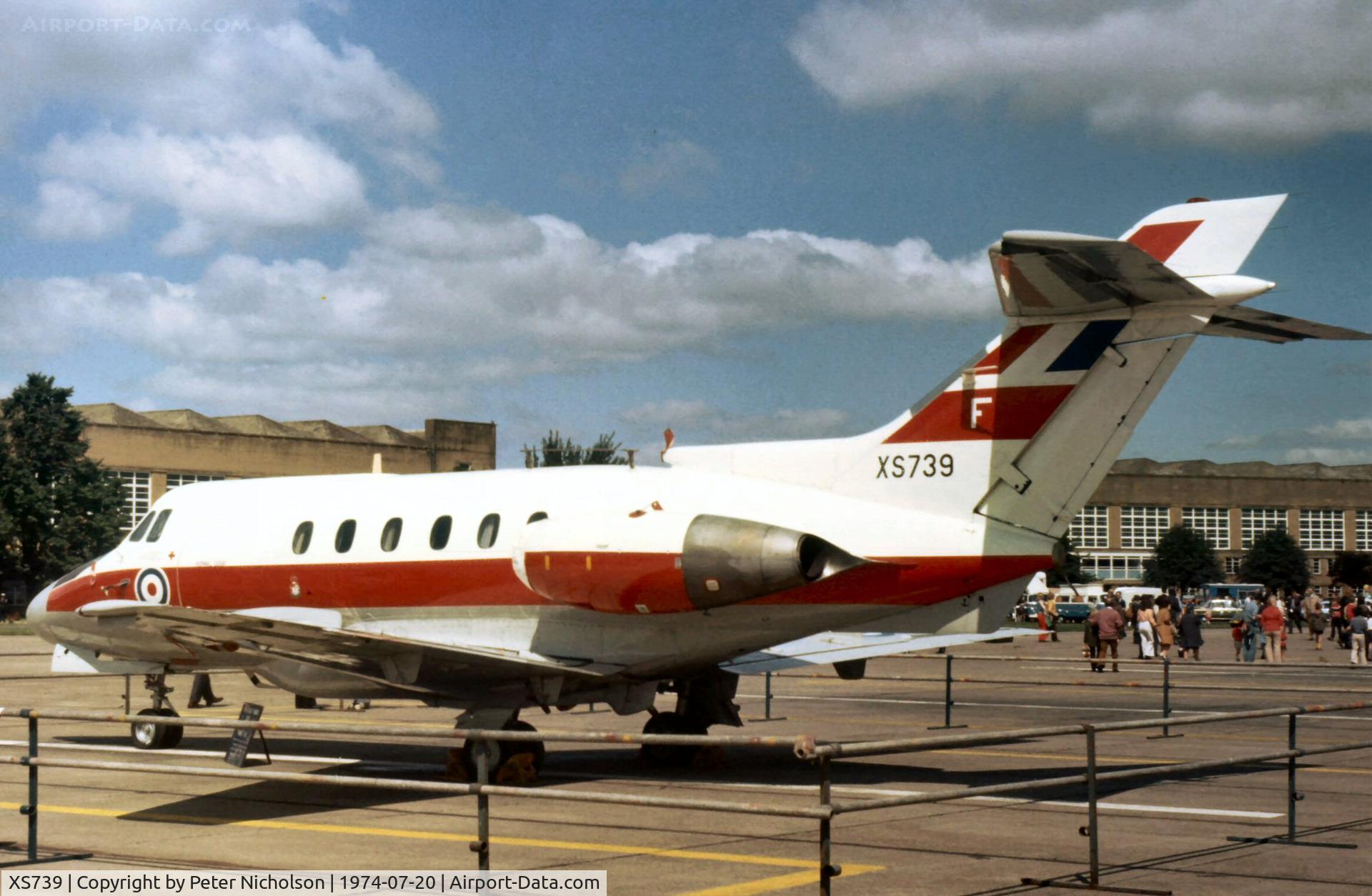 XS739, 1966 Hawker Siddeley HS.125 Dominie T.1 C/N 25081, Dominie T.1 of 6 Flying Training School displayed at the 1974 RAF Leconfield Airshow.