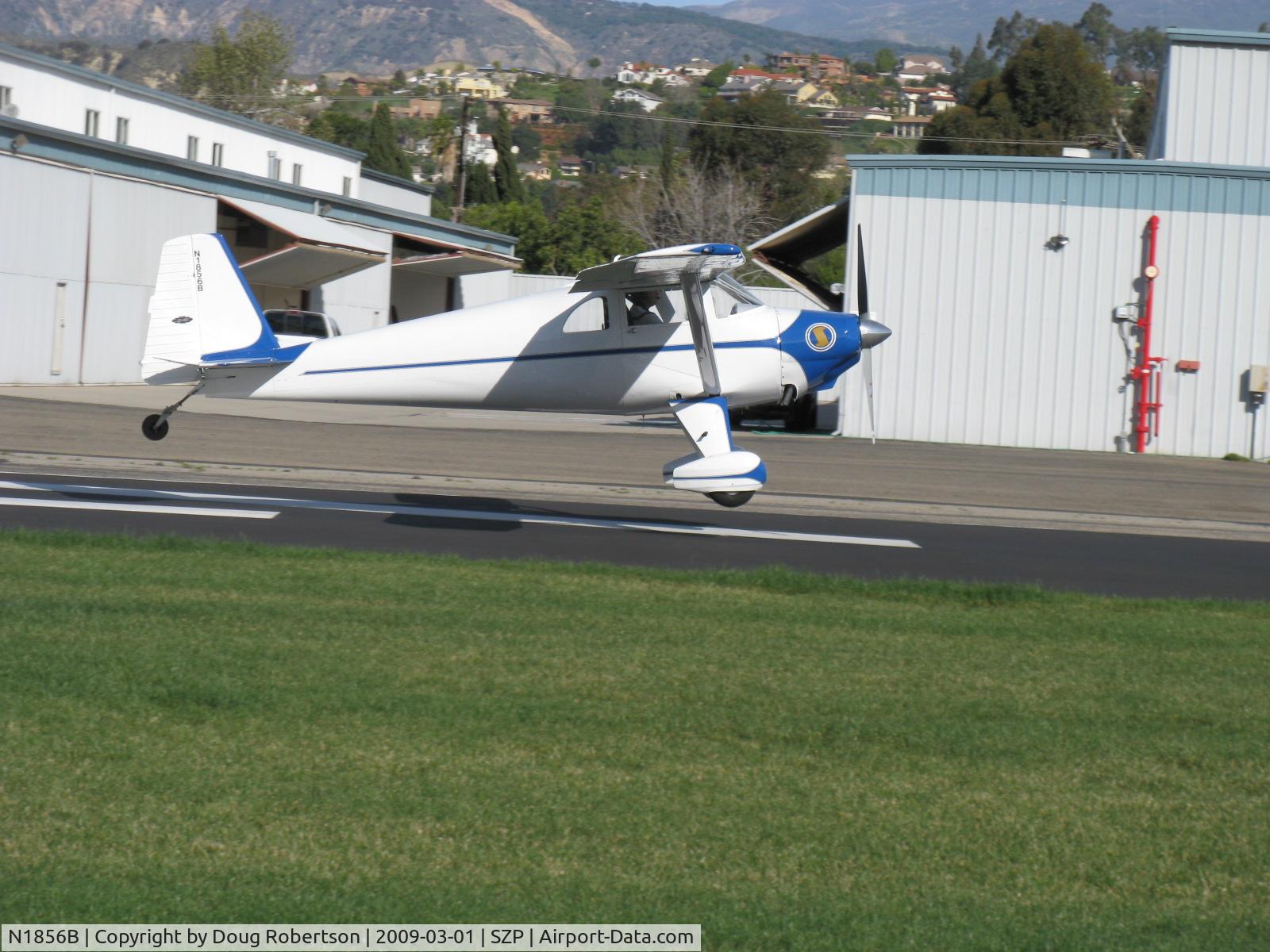 N1856B, Luscombe 8F Silvaire C/N 6283, 1957 Luscombe 8F SILVAIRE, Continental C90 90 Hp, landing Rwy 04