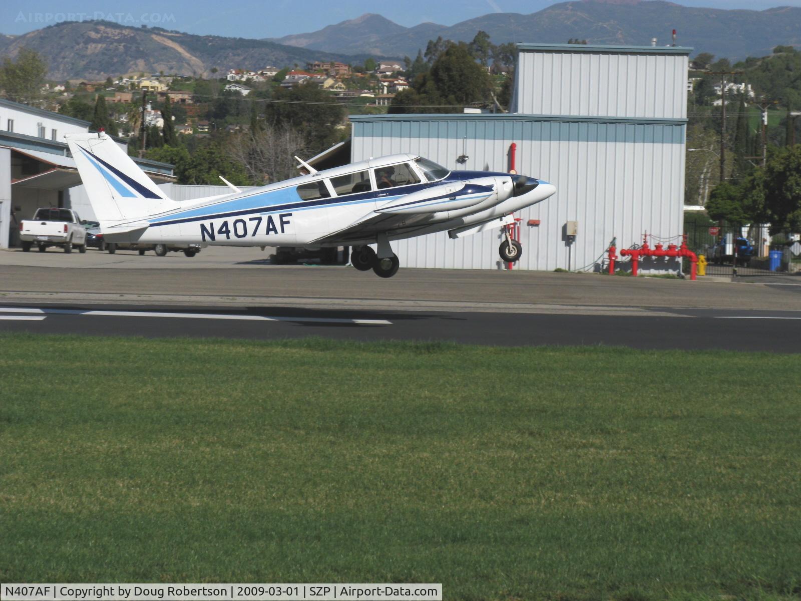 N407AF, 1966 Piper PA-30 Twin Comanche Twin Comanche C/N 30-1285, 1966 Piper PA-30 TWIN COMANCHE, two Lycoming IO-320 160 Hp each, landing Rwy 04