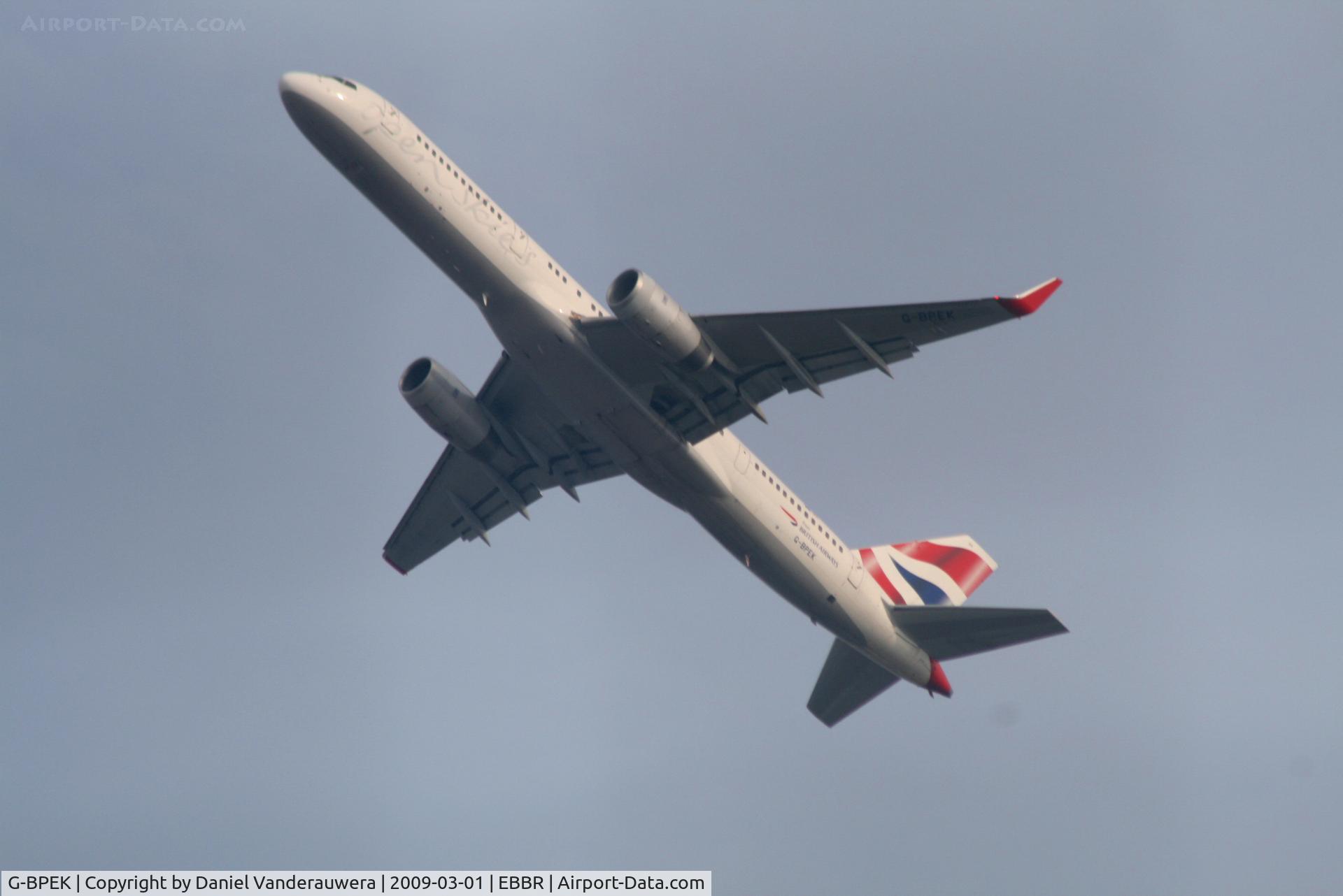 G-BPEK, 1995 Boeing 757-236 C/N 25808, taking off from rwy 25R