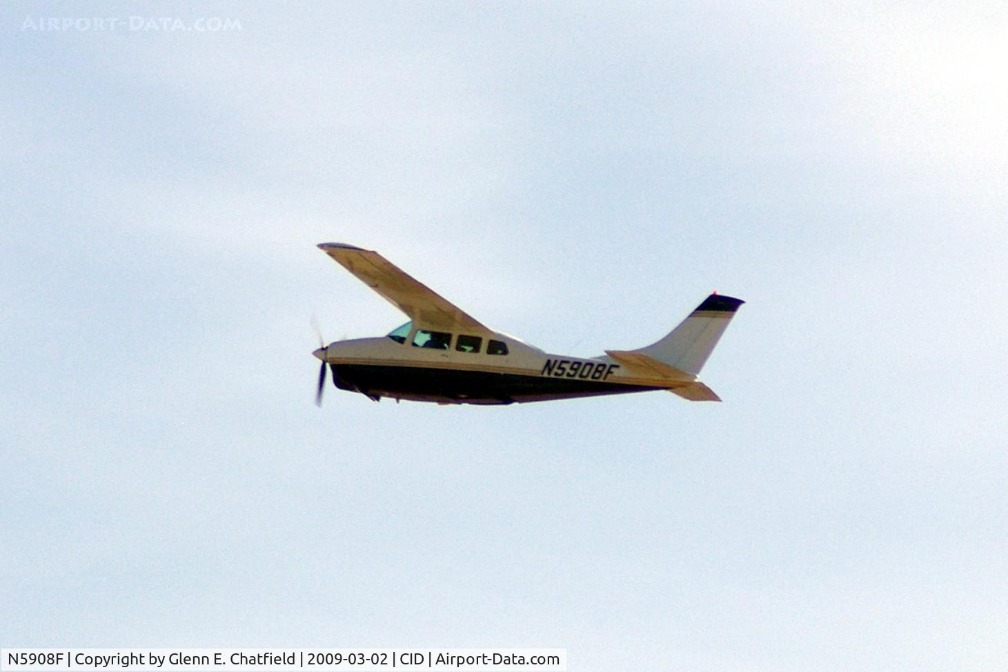 N5908F, 1967 Cessna 210G Centurion C/N 21058908, Climbing out after taking off Runway 9