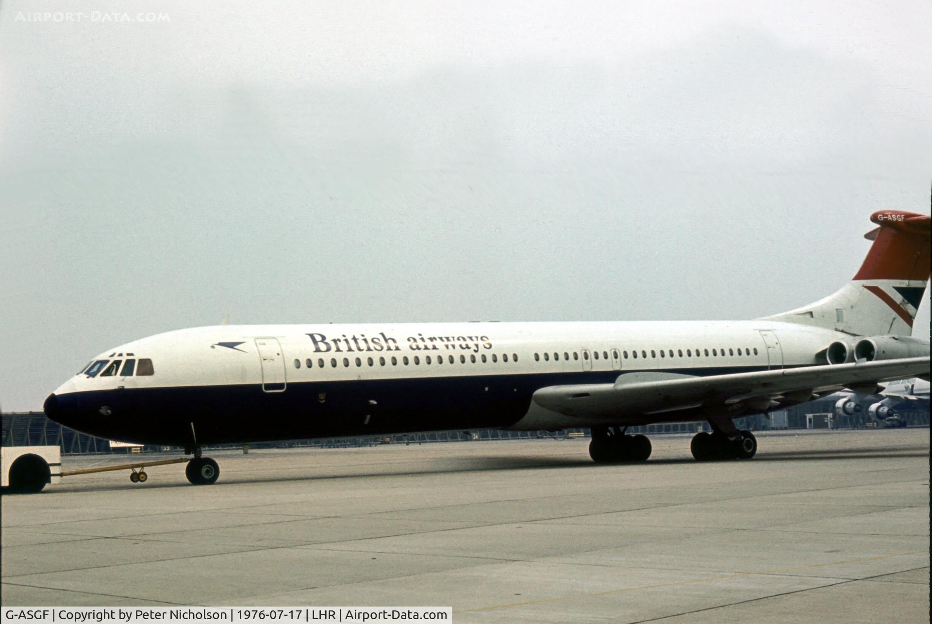 G-ASGF, 1965 Vickers Super VC10 Srs 1151 C/N 856, Super VC.10 of British Airways at London Heathrow during the Summer of 1976.