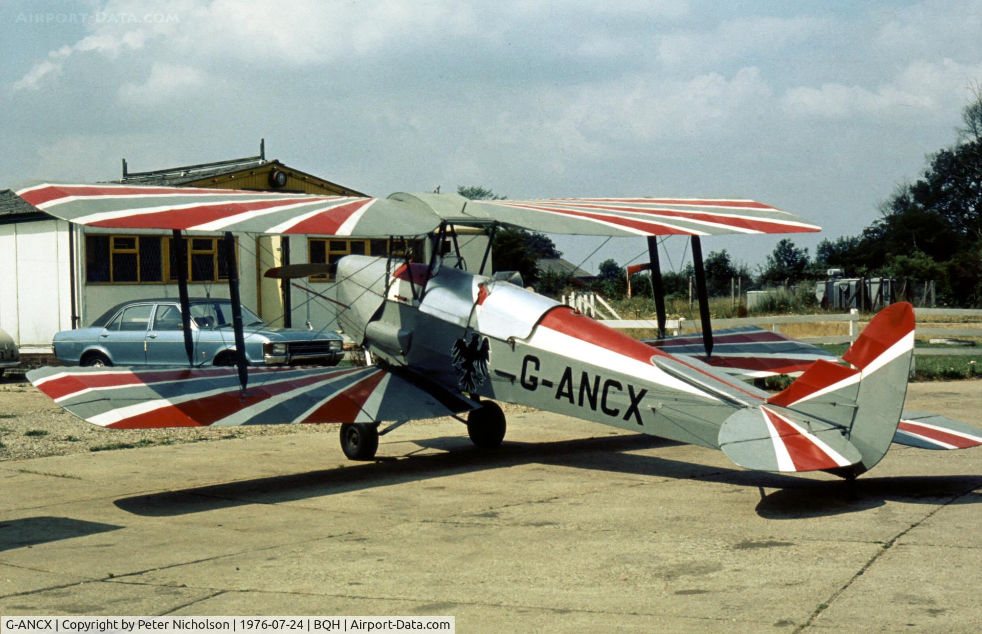G-ANCX, 1941 De Havilland DH-82A Tiger Moth II C/N 83719, Tiger Moth in the sunshine at Biggin Hill in the Summer of 1976.