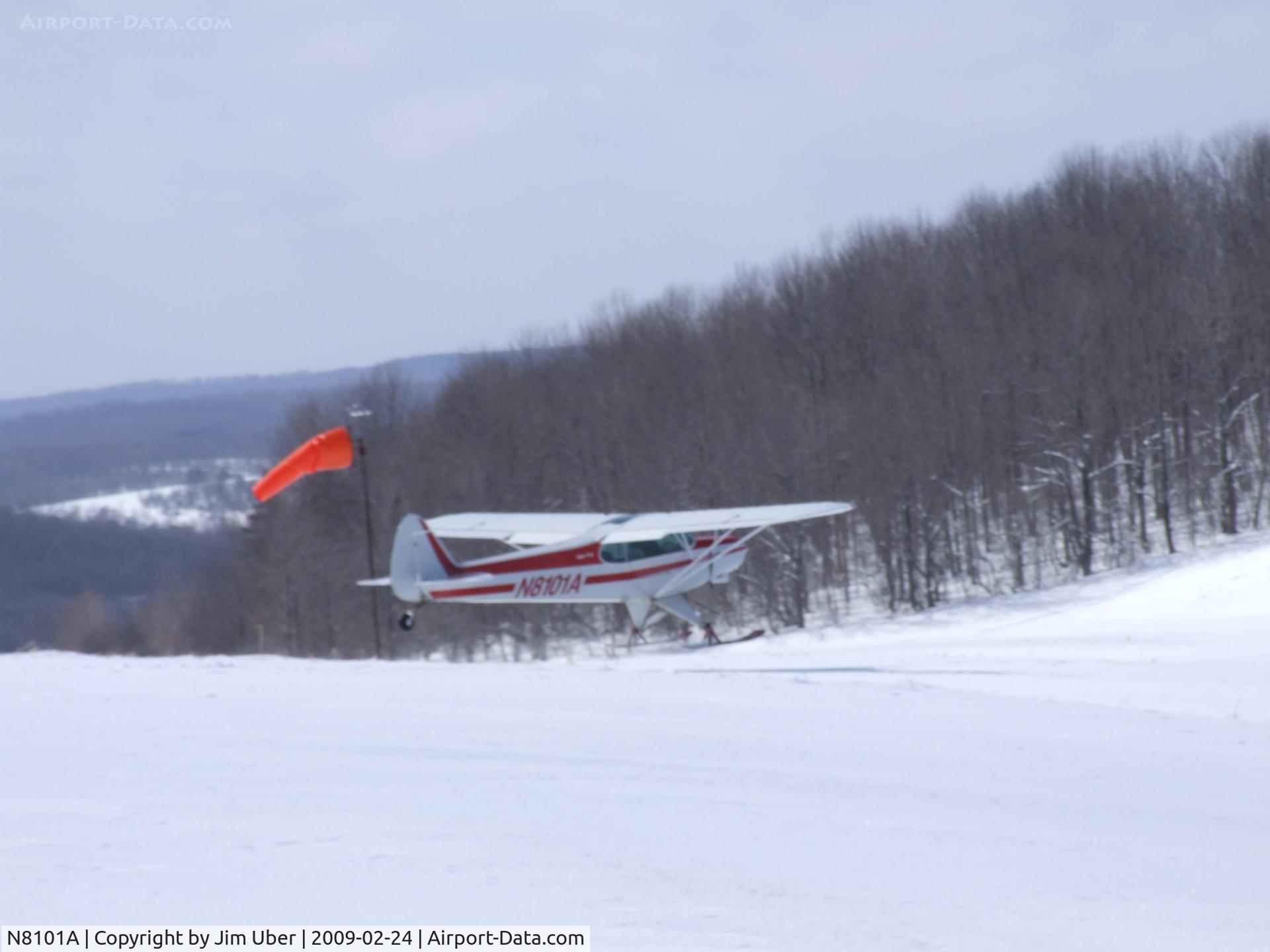 N8101A, 1977 Piper PA-18 C/N 187709060, Short, downhill takeoff (I'm jealous)