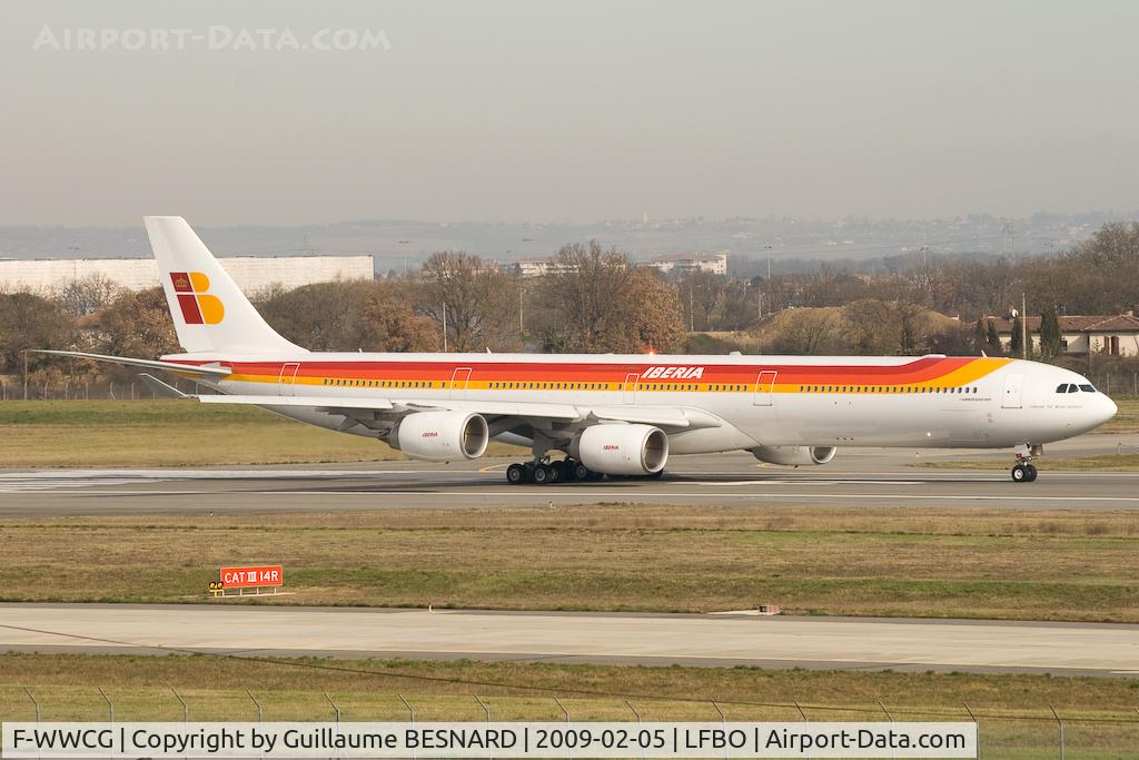 F-WWCG, 2009 Airbus A340-642X C/N 960, Taking off 14R