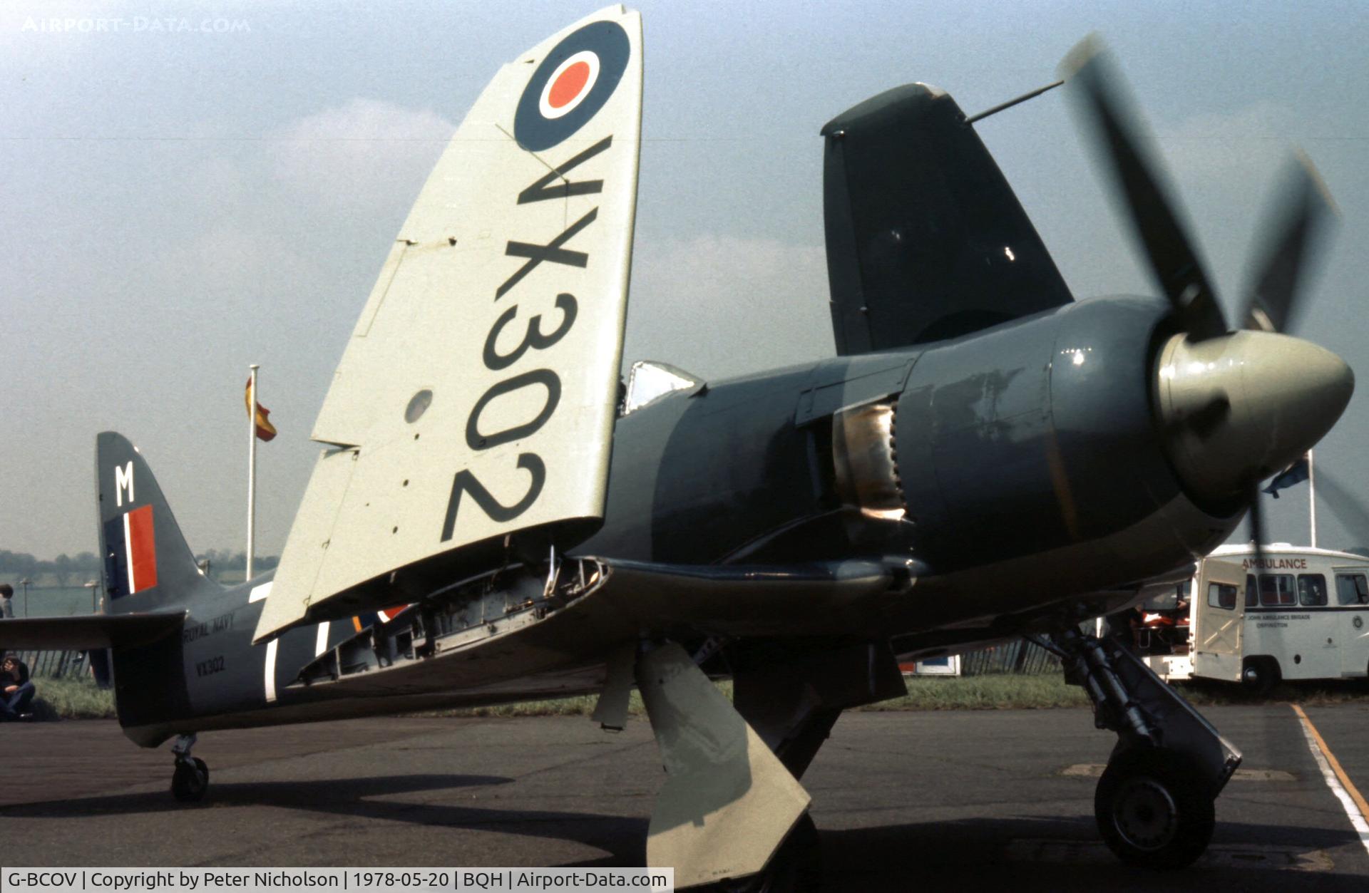 G-BCOV, 1948 Hawker Sea Fury T.20 C/N ES.3613, Another view of the Sea Fury target tug VX302 at the 1978 Biggin Hill Airshow.