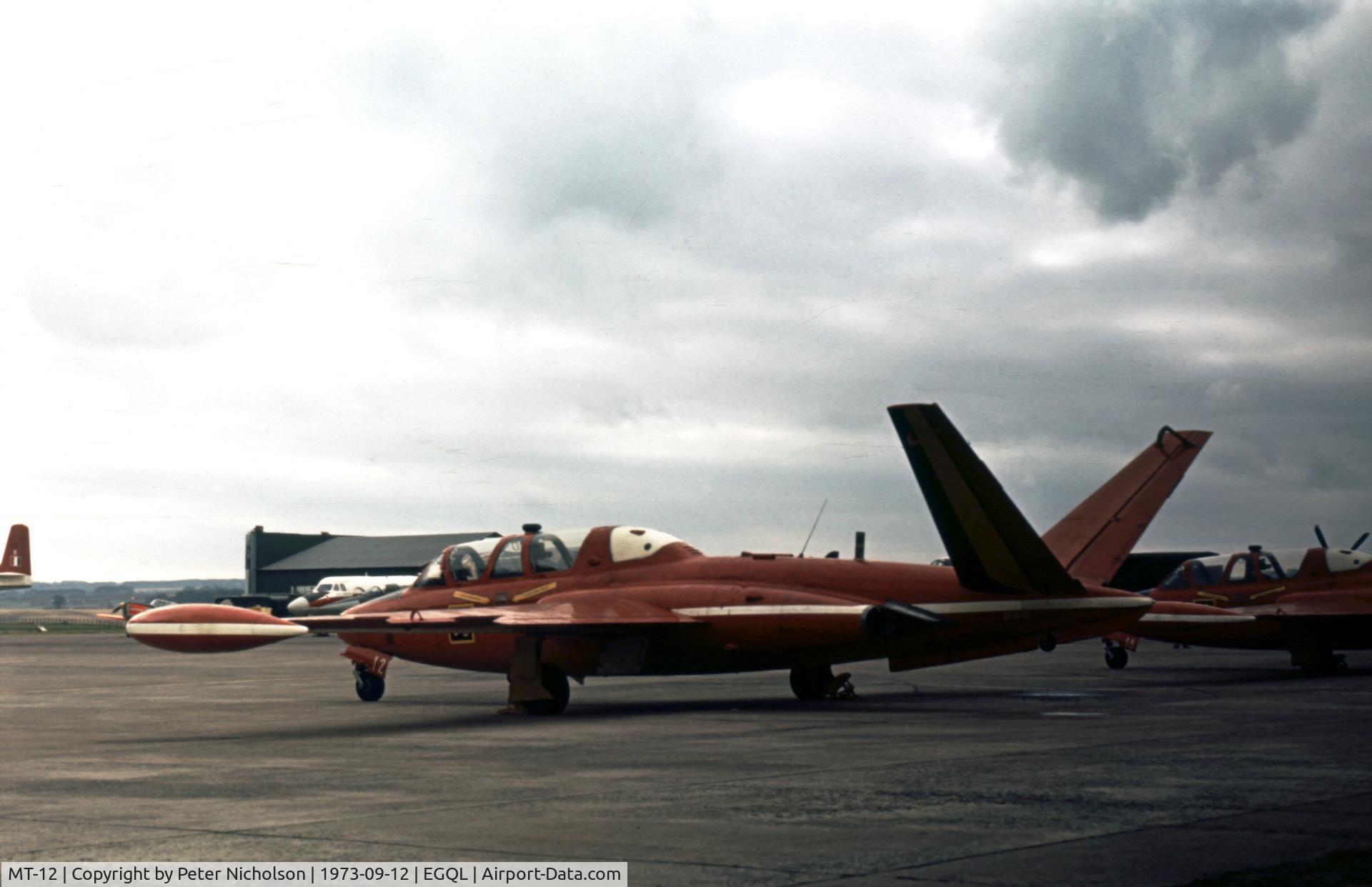 MT-12, Fouga CM-170 Magister C/N 269, Belgian Air Force display team. The aircraft was later withdrawn from use in 1978.