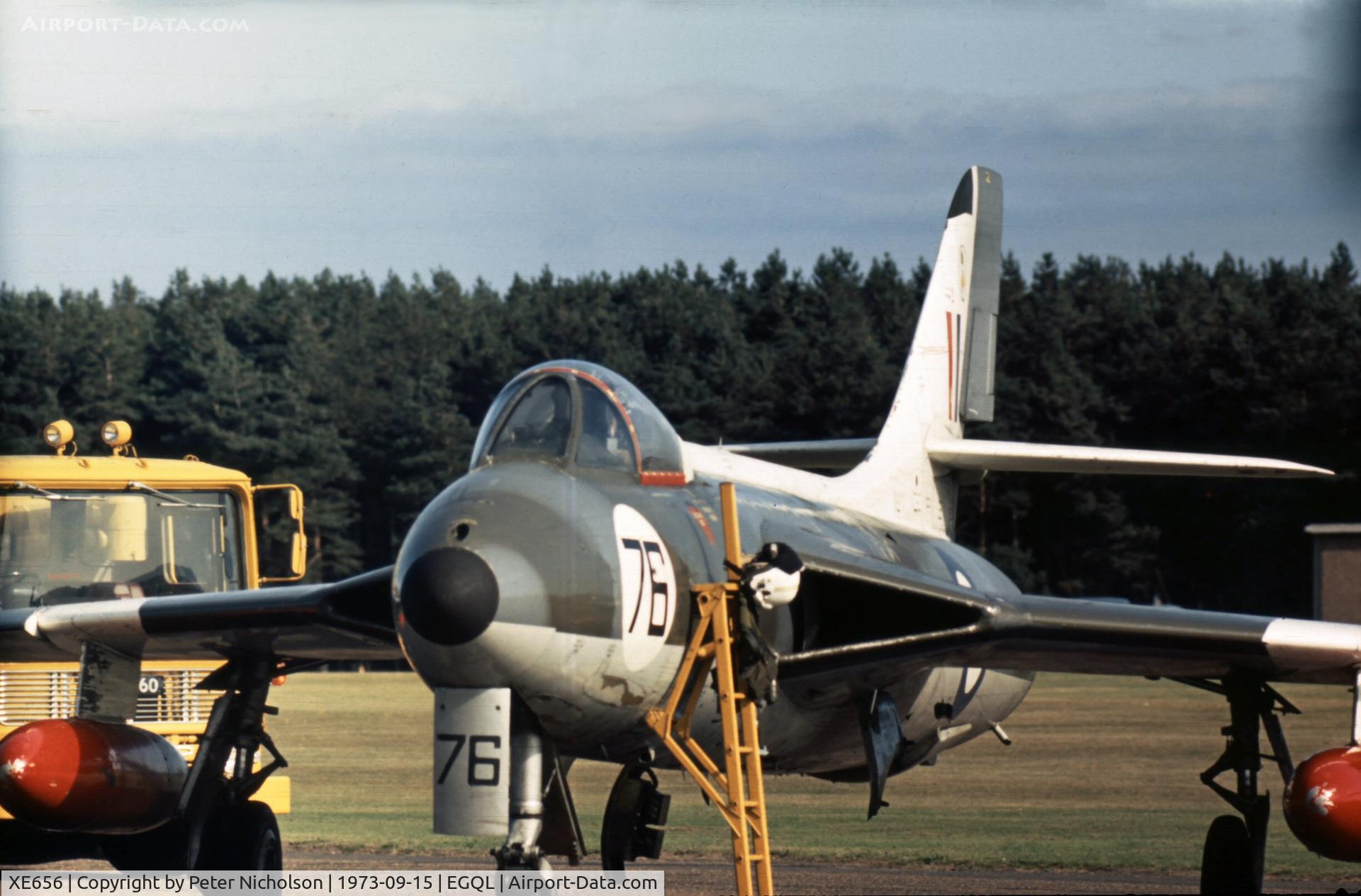 XE656, 1956 Hawker Hunter F.6 C/N 41H-680000, Hunter F.6 of 4 Flying Training School on display at the 1973 Leuchars Airshow.