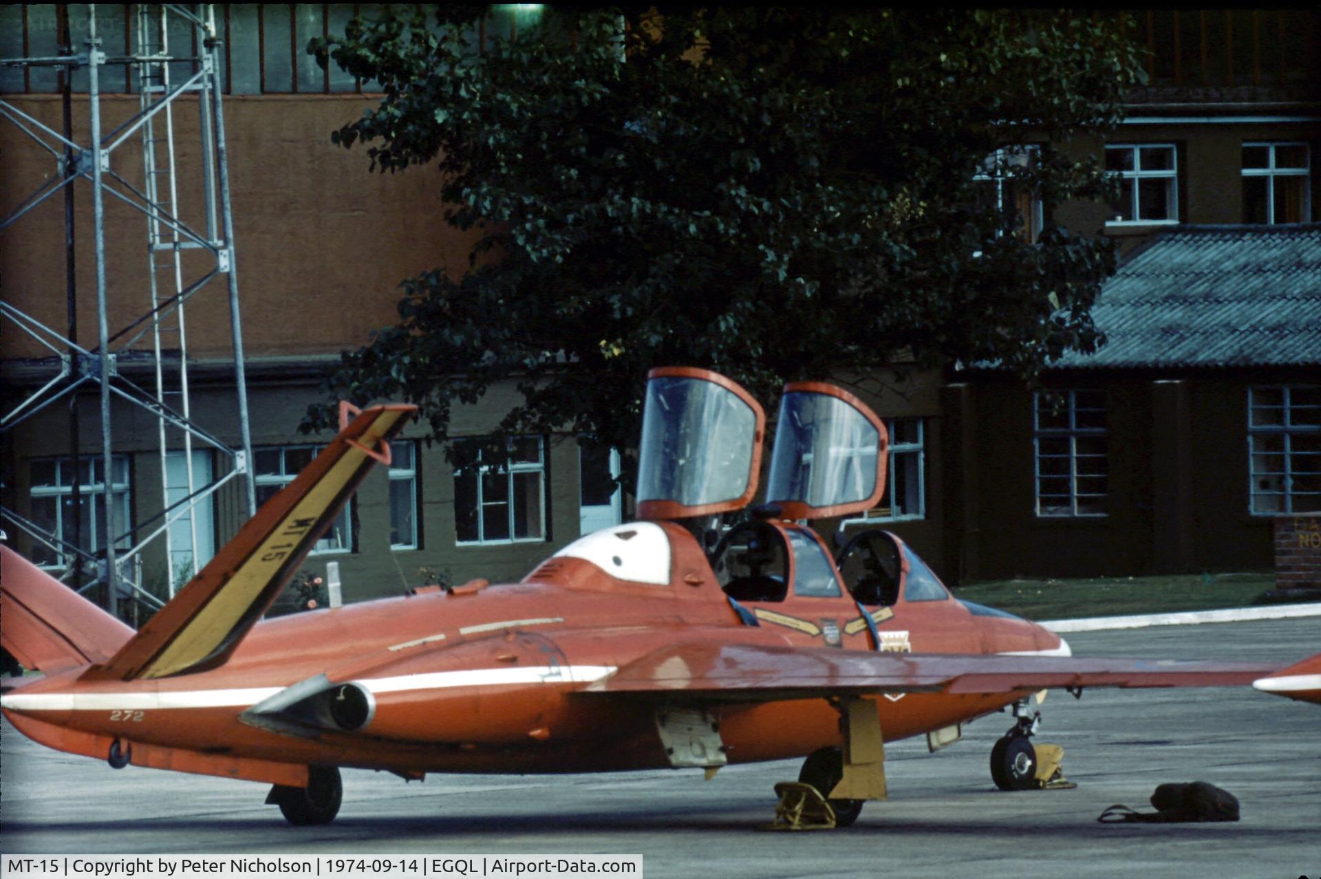 MT-15, 1960 Fouga CM-170 Magister C/N 272, Belgian Air Force Magister of the Diables Rouge display team at the 1974 Leuchars Airshow.