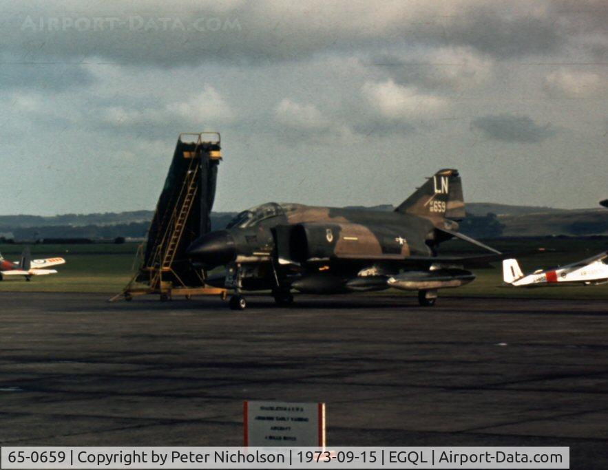 65-0659, 1965 McDonnell F-4D Phantom II C/N 1671, Phantom of Lakenheath's 48th Tactical Fighter Wing on display at the 1973 Leuchars Airshow.