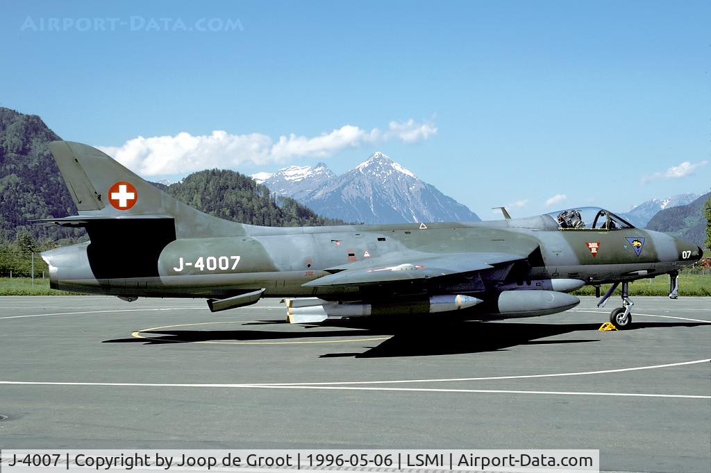 J-4007, Hawker Hunter F.58 C/N 41H-679920, This Hunter is now preserved with the Hunterverein Interlaken.