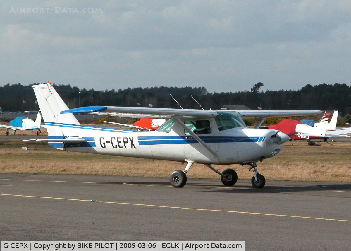 G-CEPX, 1983 Cessna 152 C/N 152-85792, TAXYING TO THE VISITING A/C PARK AFTER DOING TOUCH AND GOES