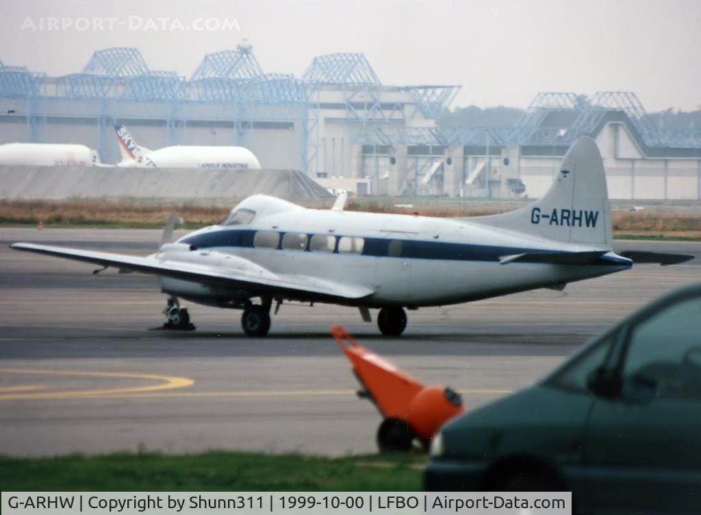G-ARHW, 1961 De Havilland DH-104 Dove 8 C/N 04512, Parked at the old terminal and sole time where I could see it !