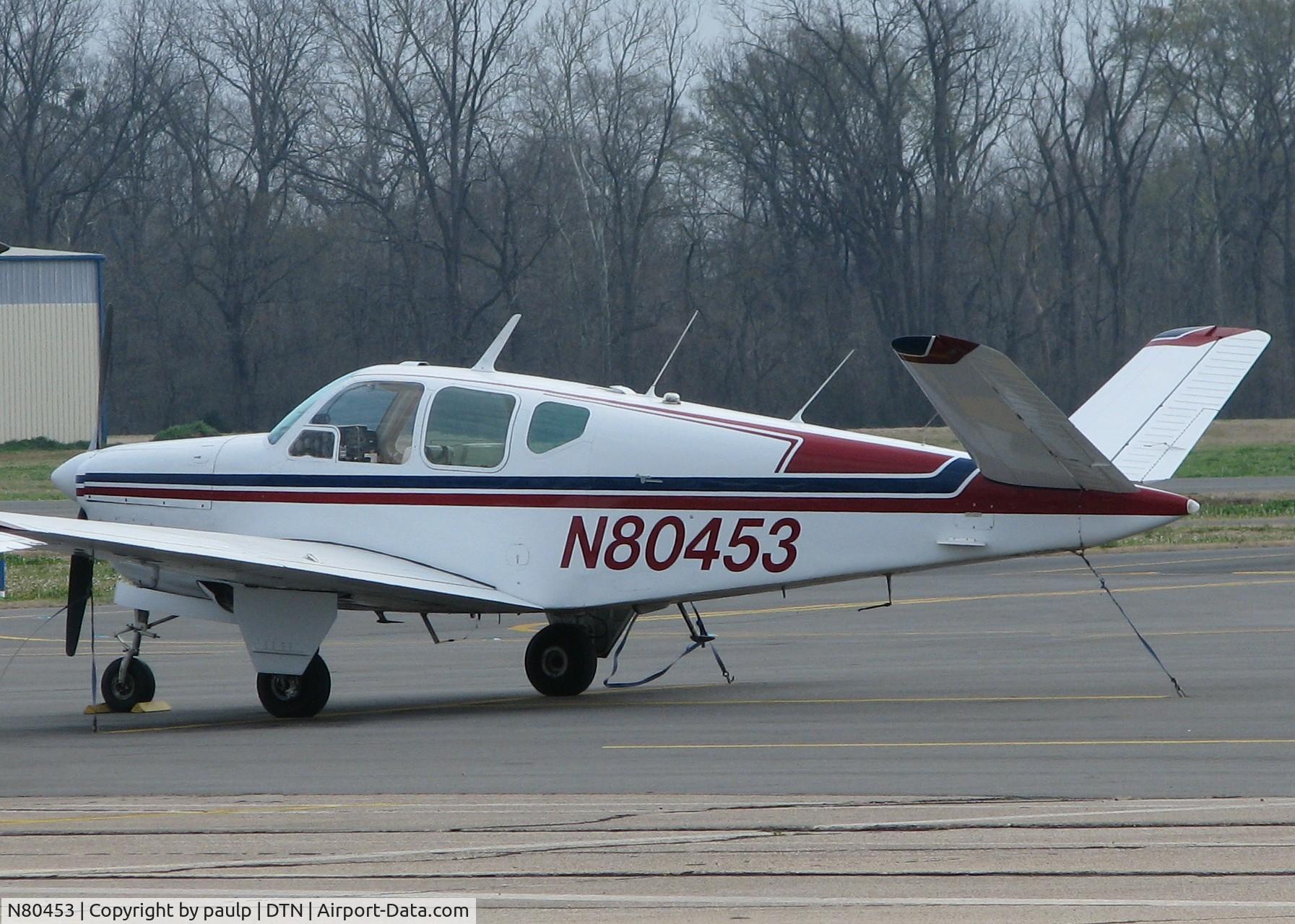 N80453, 1947 Beech 35 Bonanza C/N D-69, Parked at the Shreveport Downtown airport.