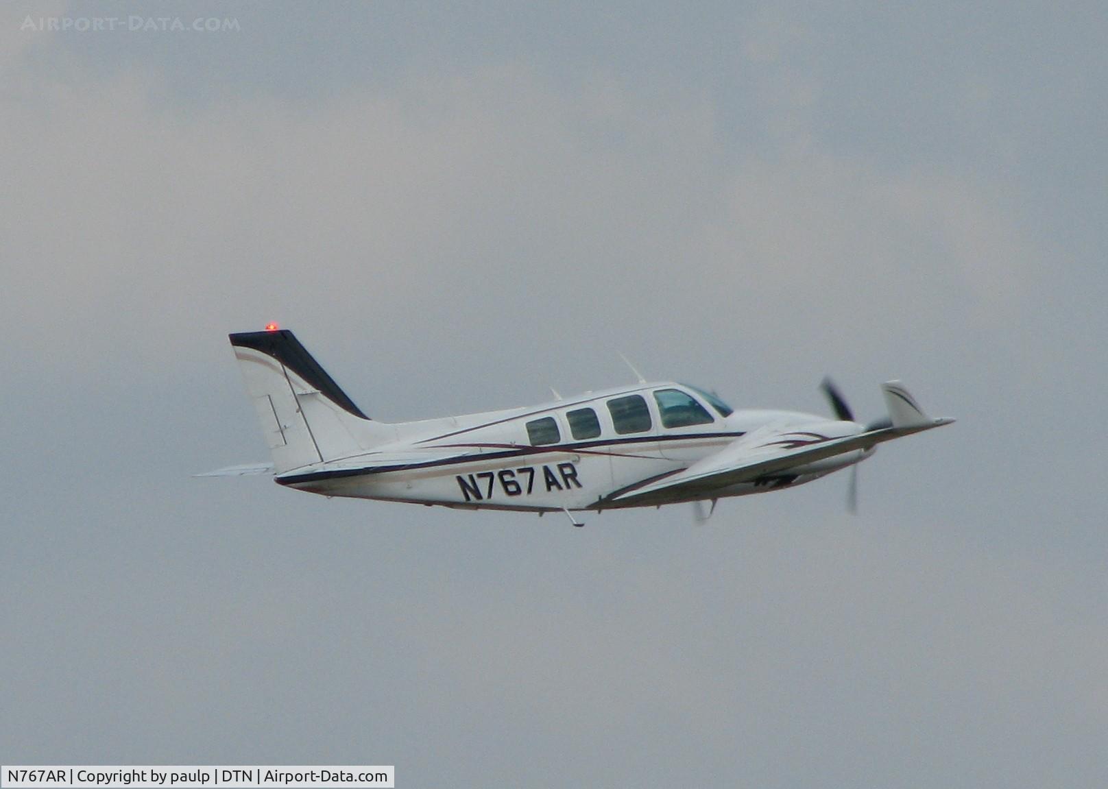 N767AR, 1984 Beech 58 Baron C/N TH-1407, An Angel Flight departing runway 14 at the Shreveport Downtown airport. God Bless you pilot!