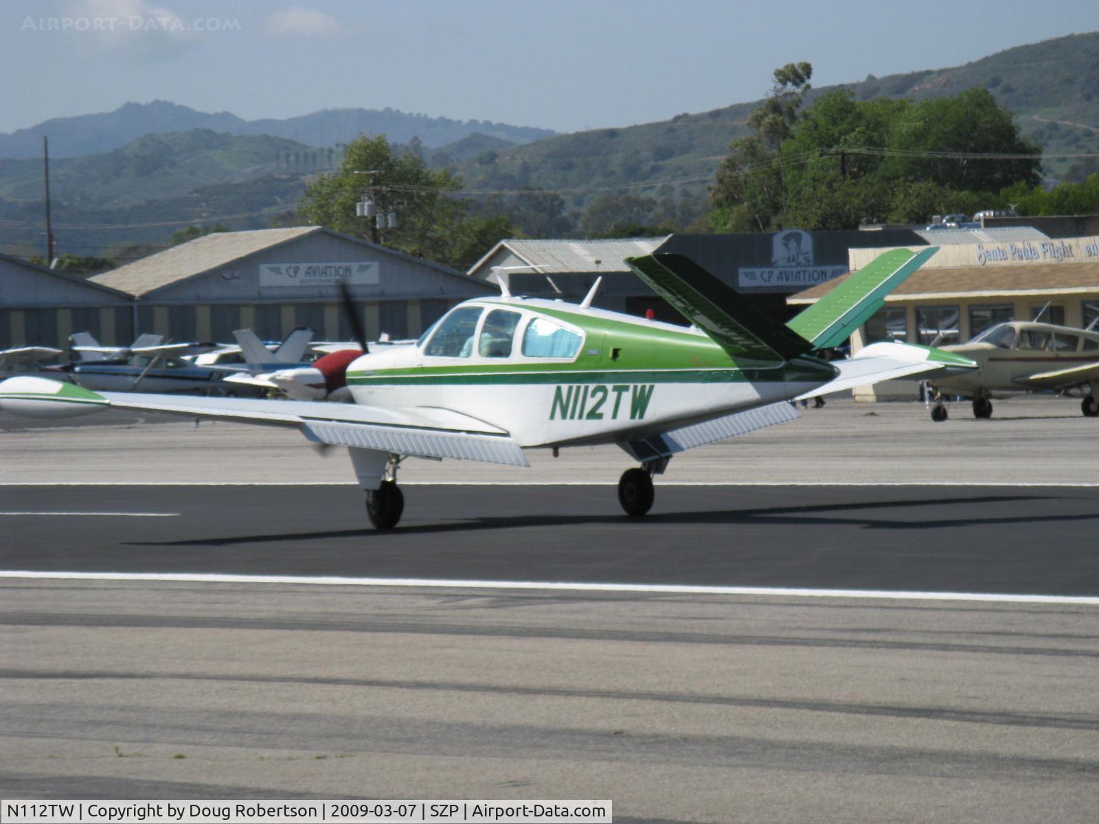N112TW, 1973 Beech V35B Bonanza C/N D-9523, 1973 Beech V35B BONANZA, Continental IO-520-B 285 Hp, tip tanks, landing Rwy 22