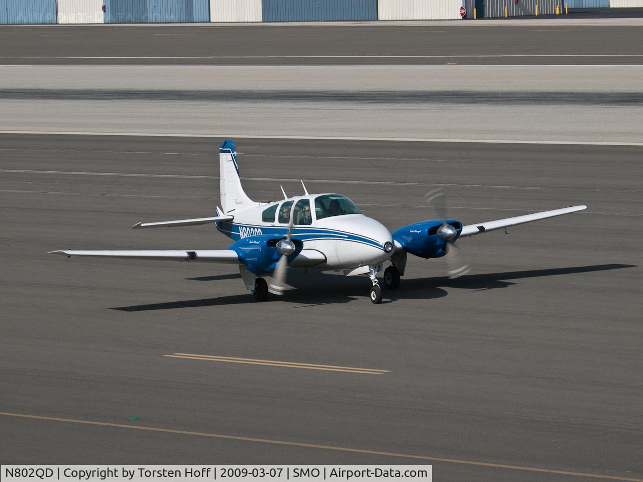 N802QD, 1960 Beech B95 Travel Air C/N TD-432, N802QD exiting the runway after arriving on RWY 03