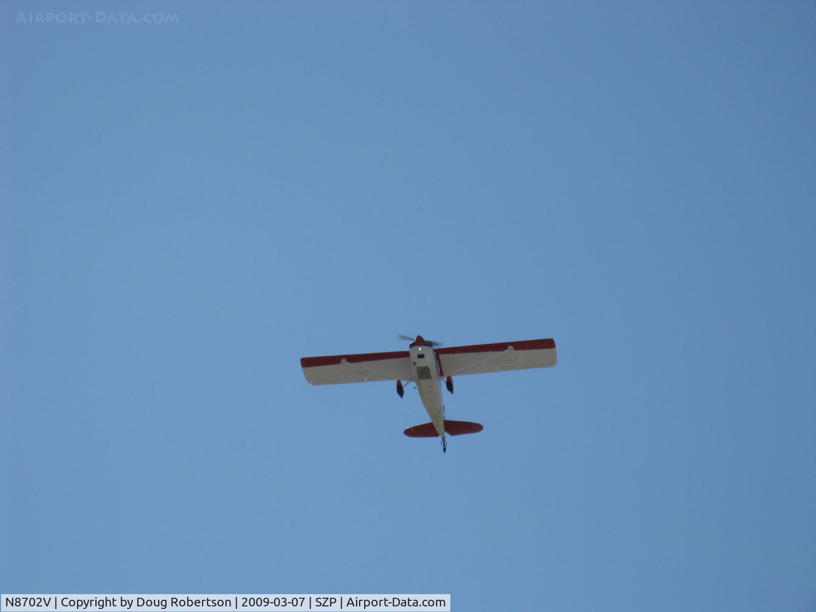 N8702V, 1975 Bellanca 8KCAB Decathlon C/N 189-75, 1975 Bellanca 8KCAB DECATHLON, Lycoming IO-320 150 Hp, takeoff climb Rwy 04