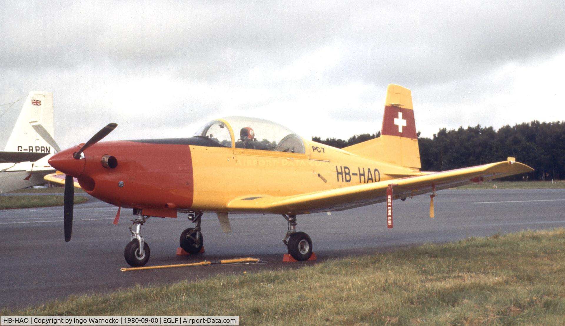 HB-HAO, 1978 Pilatus PC-7 Turbo Trainer C/N 101, Pilatus PC-7 Turbo Trainer at Farnborough International 1980