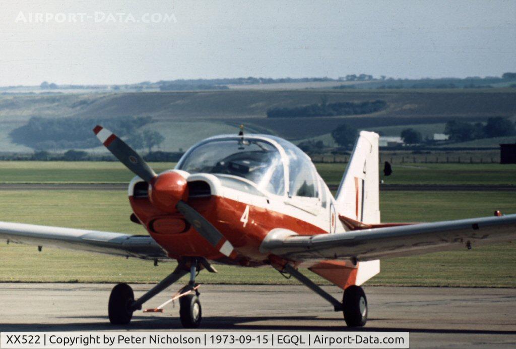 XX522, 1973 Scottish Aviation Bulldog T.1 C/N BH120/208, Bulldog T.1 of 2 Flying Training School in the static display at the 1973 Leuchars Airshow.