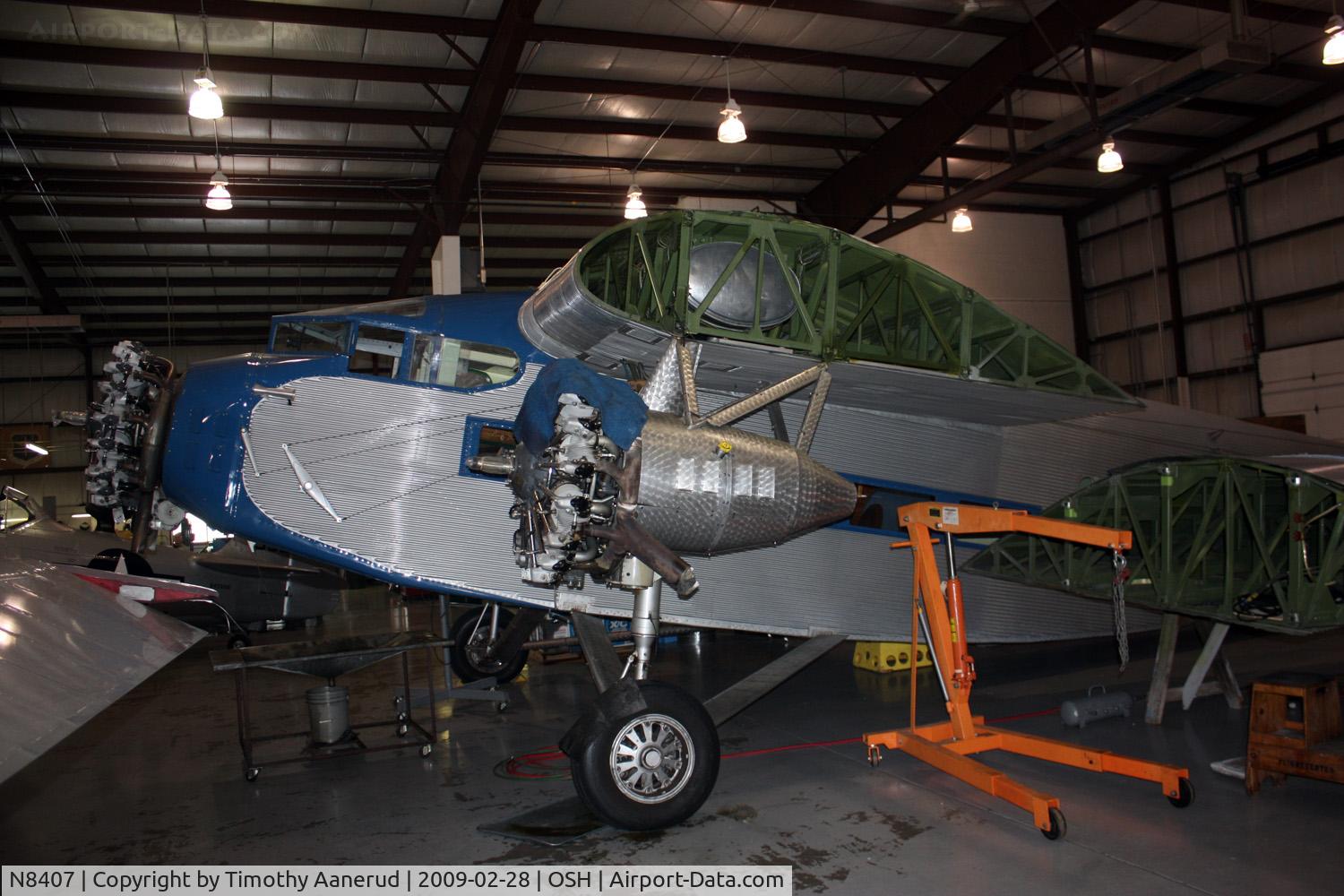 N8407, 1929 Ford 4-AT-E Tri-Motor C/N 69, Ford 4-AT-E c/n 69.  In the Kermit Weeks Hangar