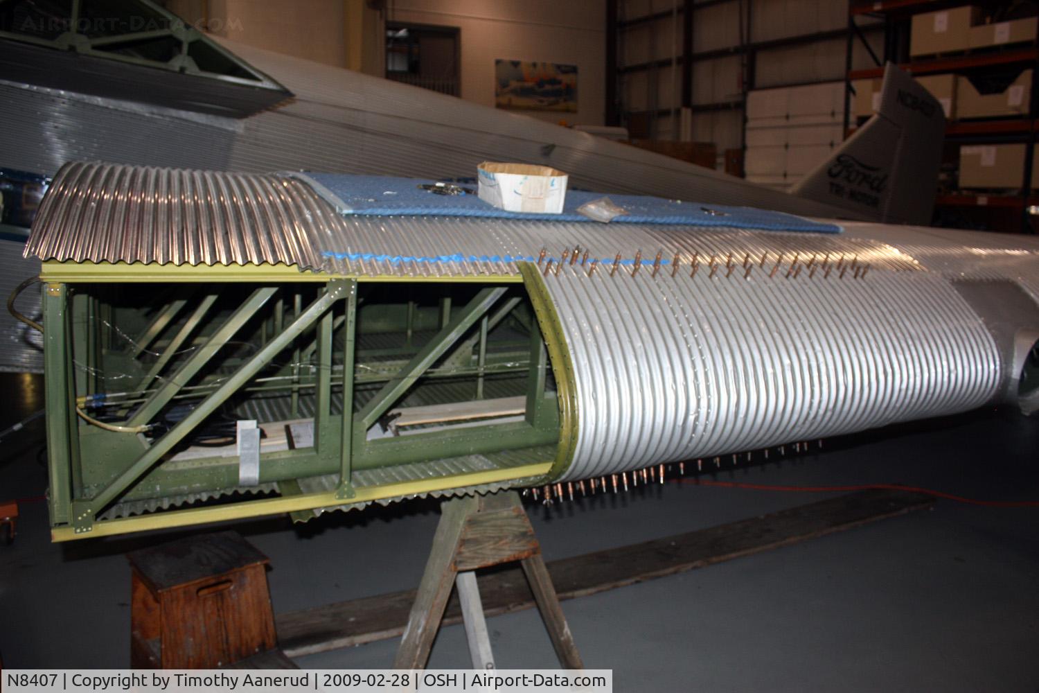 N8407, 1929 Ford 4-AT-E Tri-Motor C/N 69, Wing removed for new leading edge