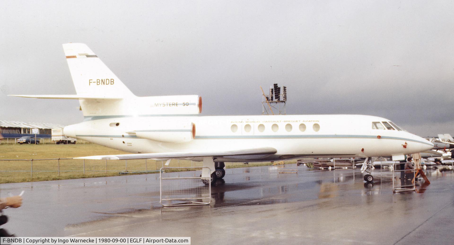 F-BNDB, 1976 Dassault Falcon 50 C/N 1, Dassault Mystere 50 / Falcon 50 at Farnborough International 1980