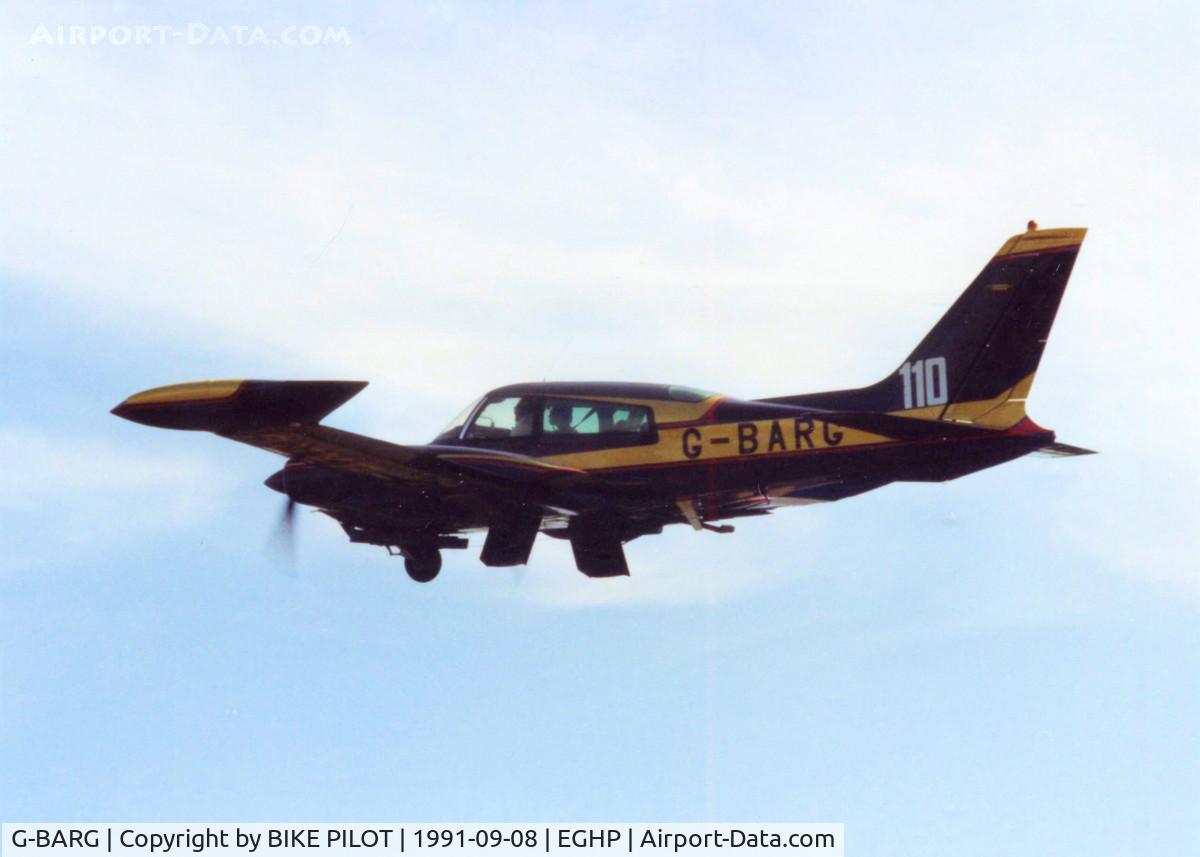 G-BARG, 1973 Cessna E310Q C/N 310Q-0712, GREAT LOOKING 310 DEPARTING POPHAM WITH THE GEAR COMING UP