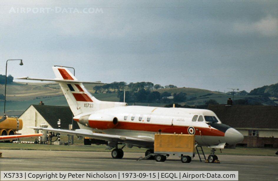 XS733, 1966 Hawker Siddeley HS.125 Dominie T.1 C/N 25059, Dominie T.1 of the College of Air Warfare attended the 1973 Leuchars Airshow.