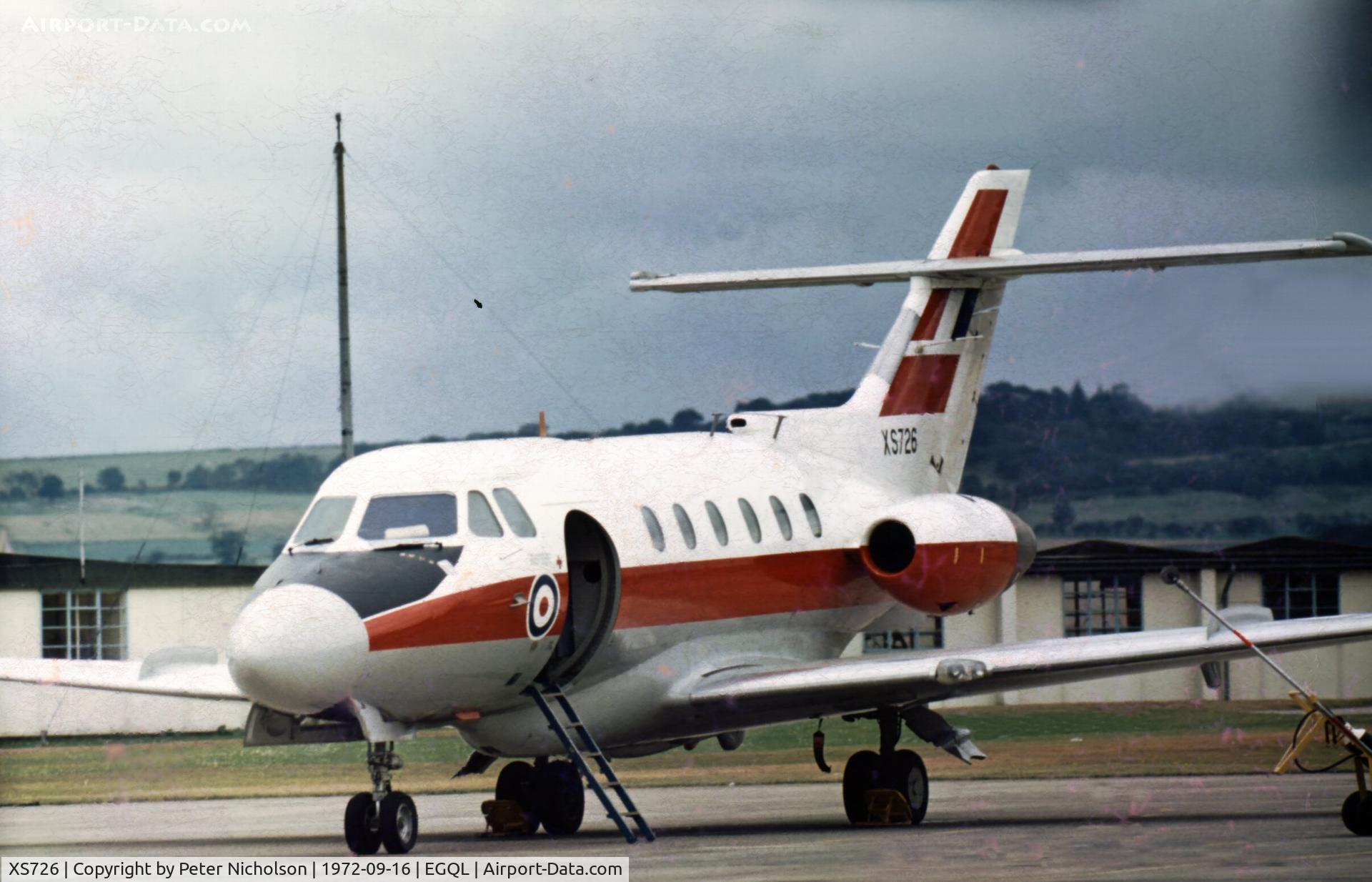 XS726, 1965 Hawker Siddeley HS.125 Dominie T.1 C/N 25044, Dominie T.1 of the Dept of Air Warfare, RAF College Cranwell attended the 1972 Leuchars Airshow.