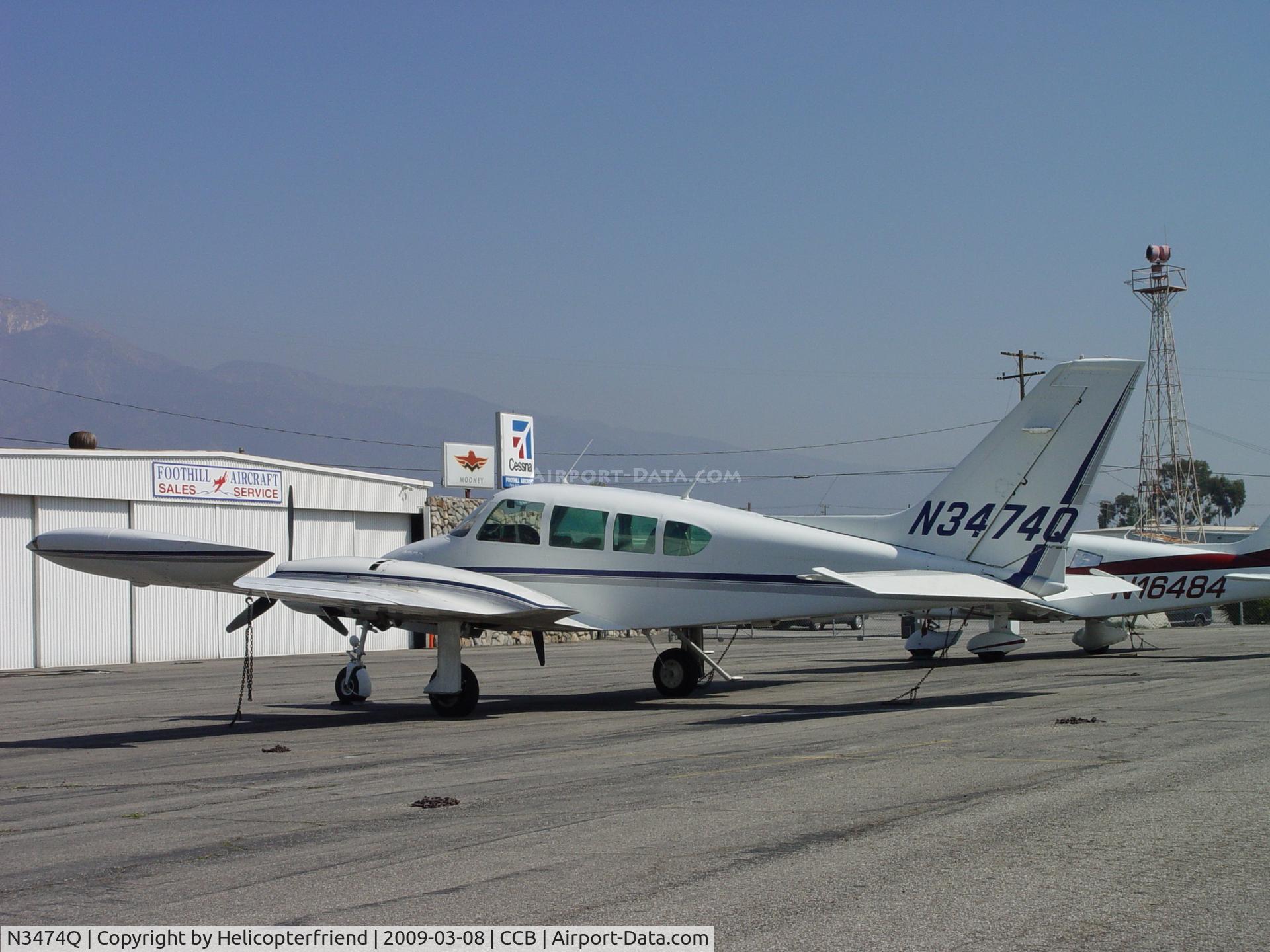 N3474Q, 1966 Cessna 320E Executive Skyknight C/N 320E-0074, Parked at Foothill Aircraft Sales and Service Cable Airport