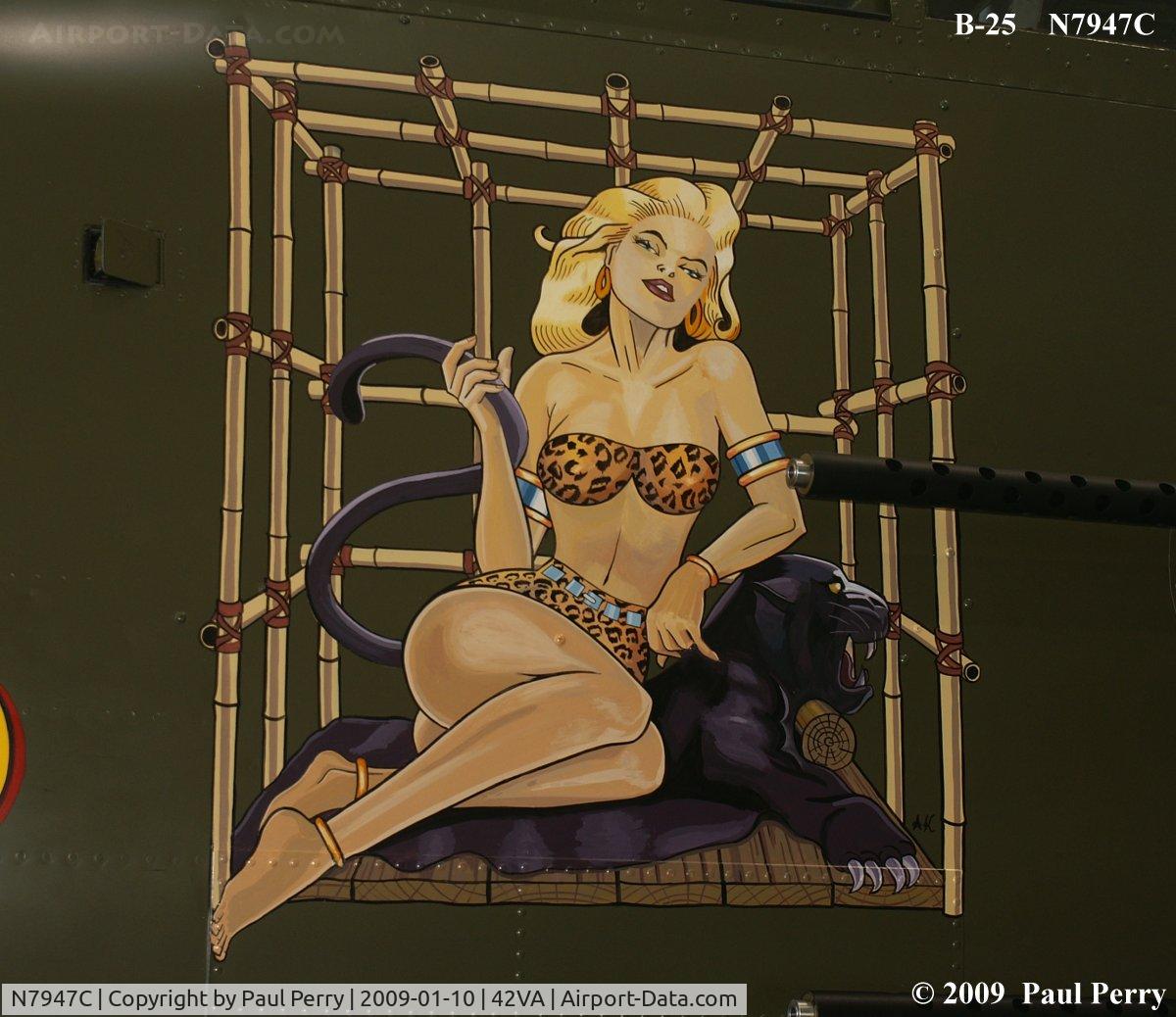 N7947C, 1944 North American B-25J Mitchell Mitchell C/N Not found 44-30129/N7947C, The fresh art on her nose.  Looking good!