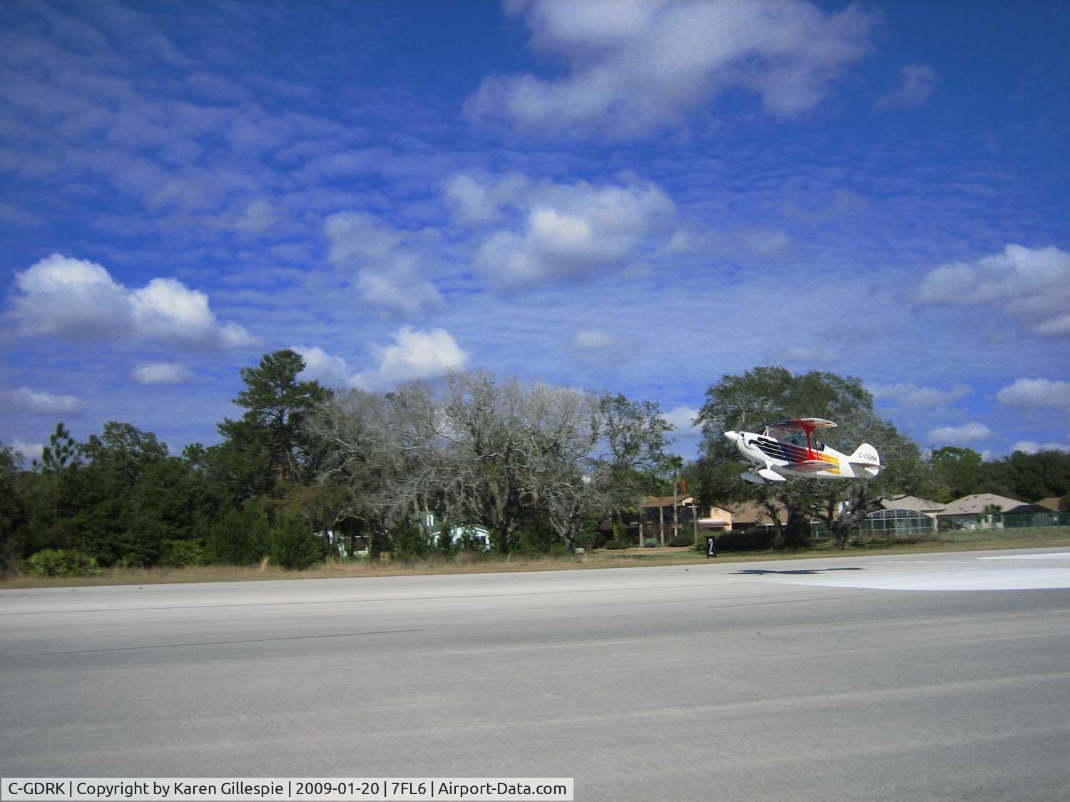 C-GDRK, 1984 Christen Eagle II C/N KOZAK 0001, take off @Spruce Creek FL.