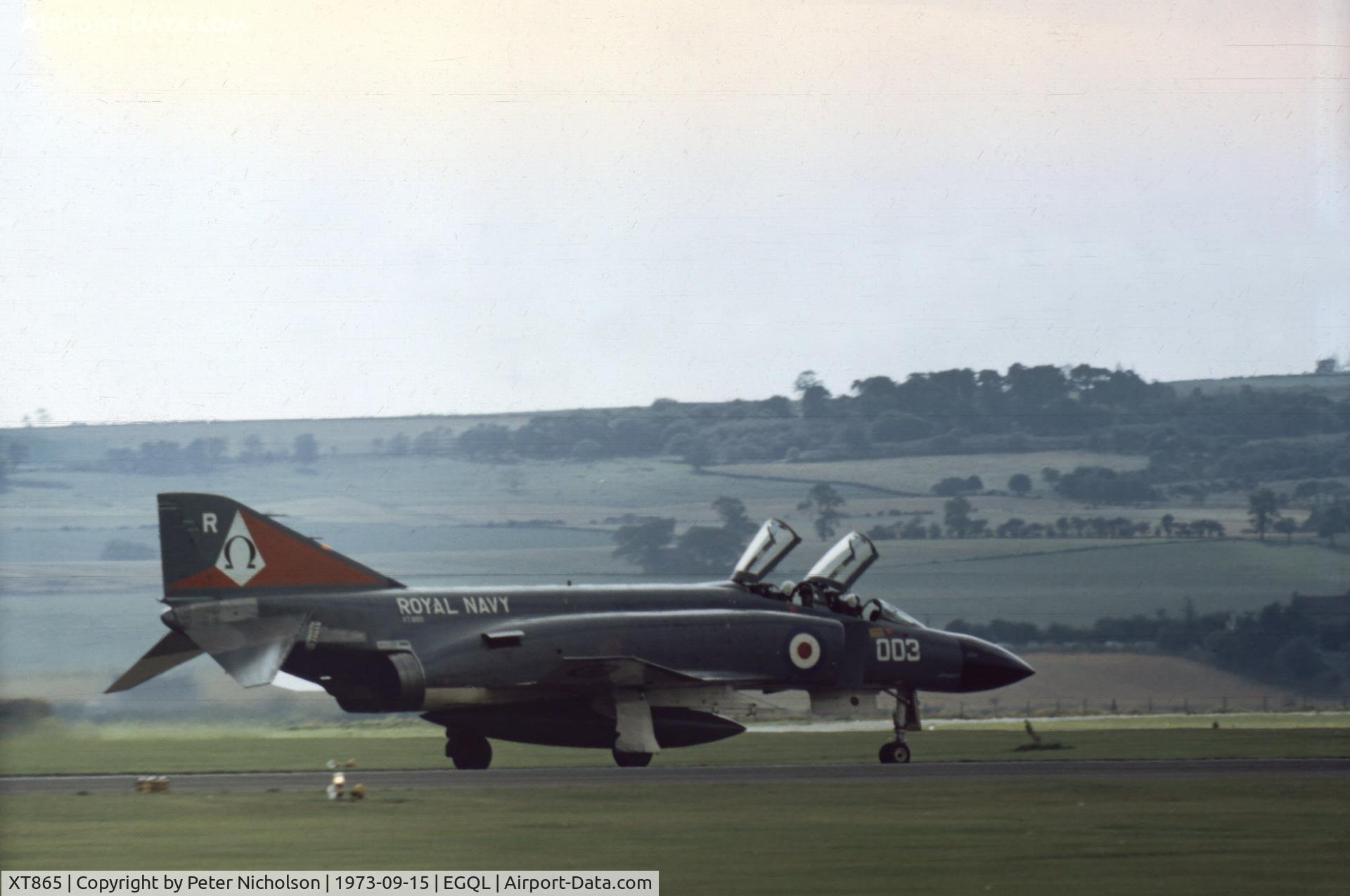 XT865, 1968 McDonnell Douglas Phantom FG1 C/N 2502, Phantom FG.1 of 892 Squadron with HMS Ark Royal markings taxying after display at the 1973 Leuchars Airshow.