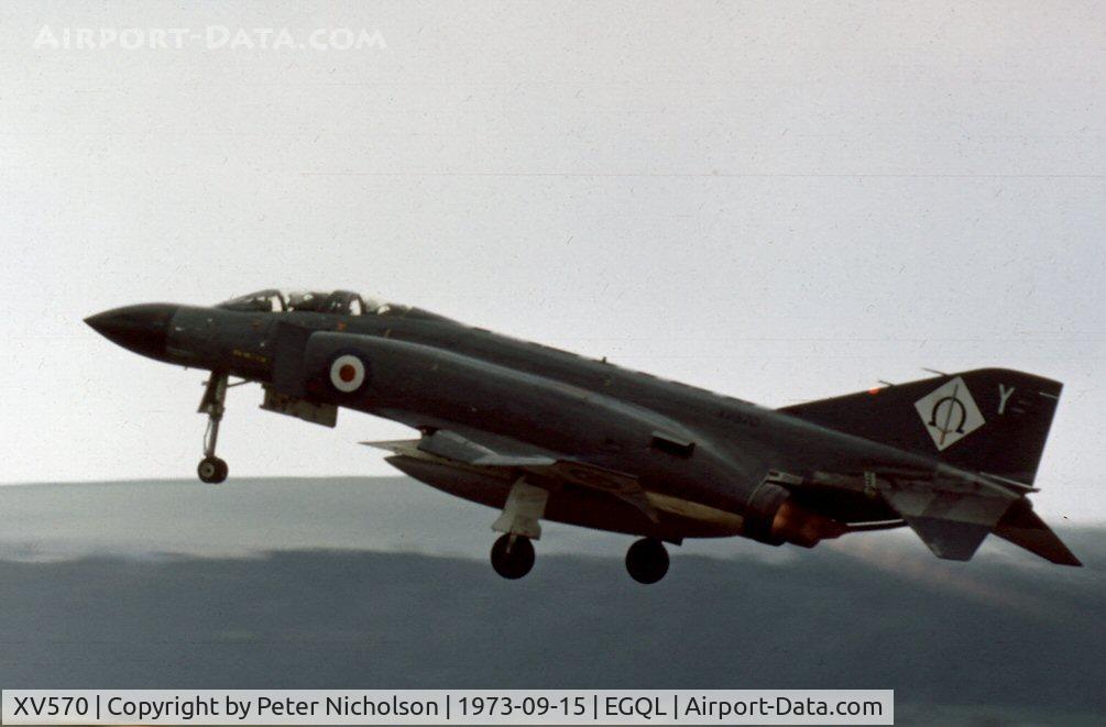XV570, 1968 McDonnell Douglas Phantom FG1 C/N 9324/2995, Phantom FG.1 of the Phantom Operational Conversion Unit displaying at the 1973 Leuchars Airshow.