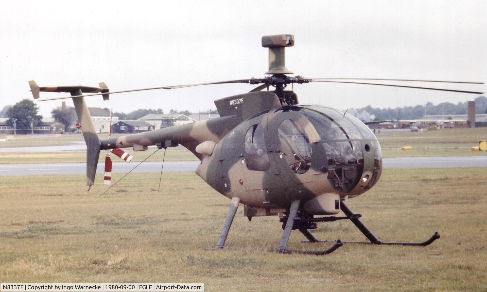 N8337F, 2000 Hughes 500MD Defender (369MD) C/N 106-0010D, Hughes 500 MD Defender II/ MMS TOW at Farnborough International 1980