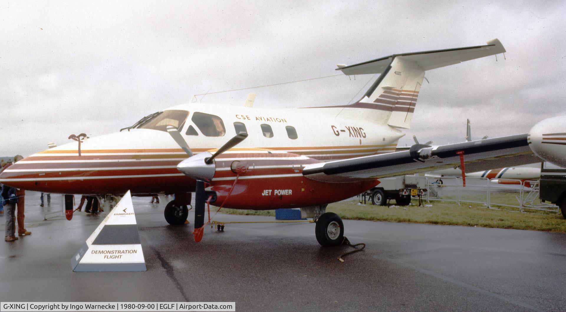 G-XING, 1980 Embraer EMB-121AN Xingu C/N 121030, EMBRAER EMB-121 A1 Xingu of CSE Aviation at Farnborough International 1980