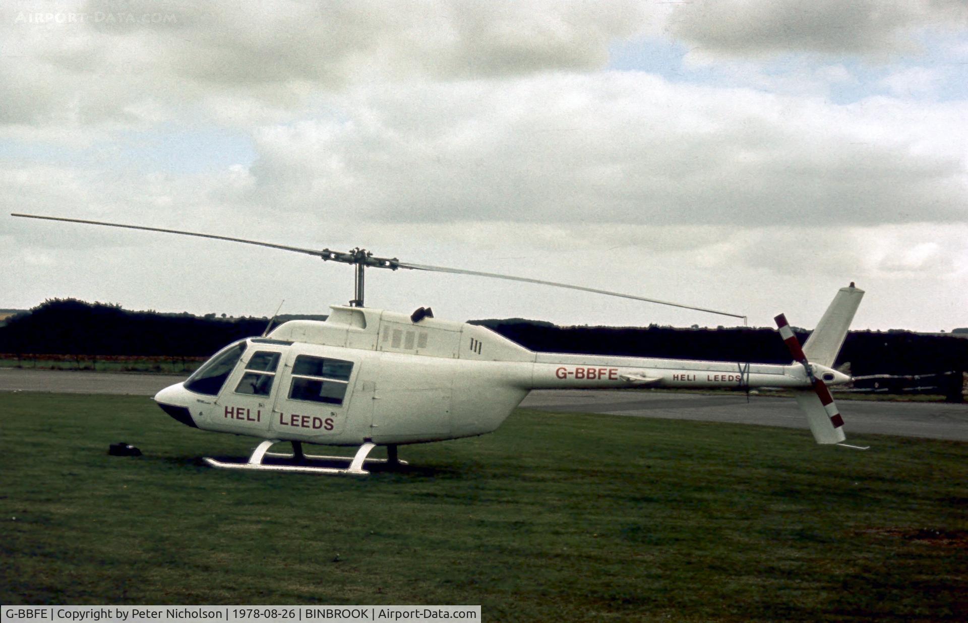 G-BBFE, 1967 Bell 206B JetRanger II C/N 29, This JetRanger operated at the 1978 RAF Binbrook Airshow.