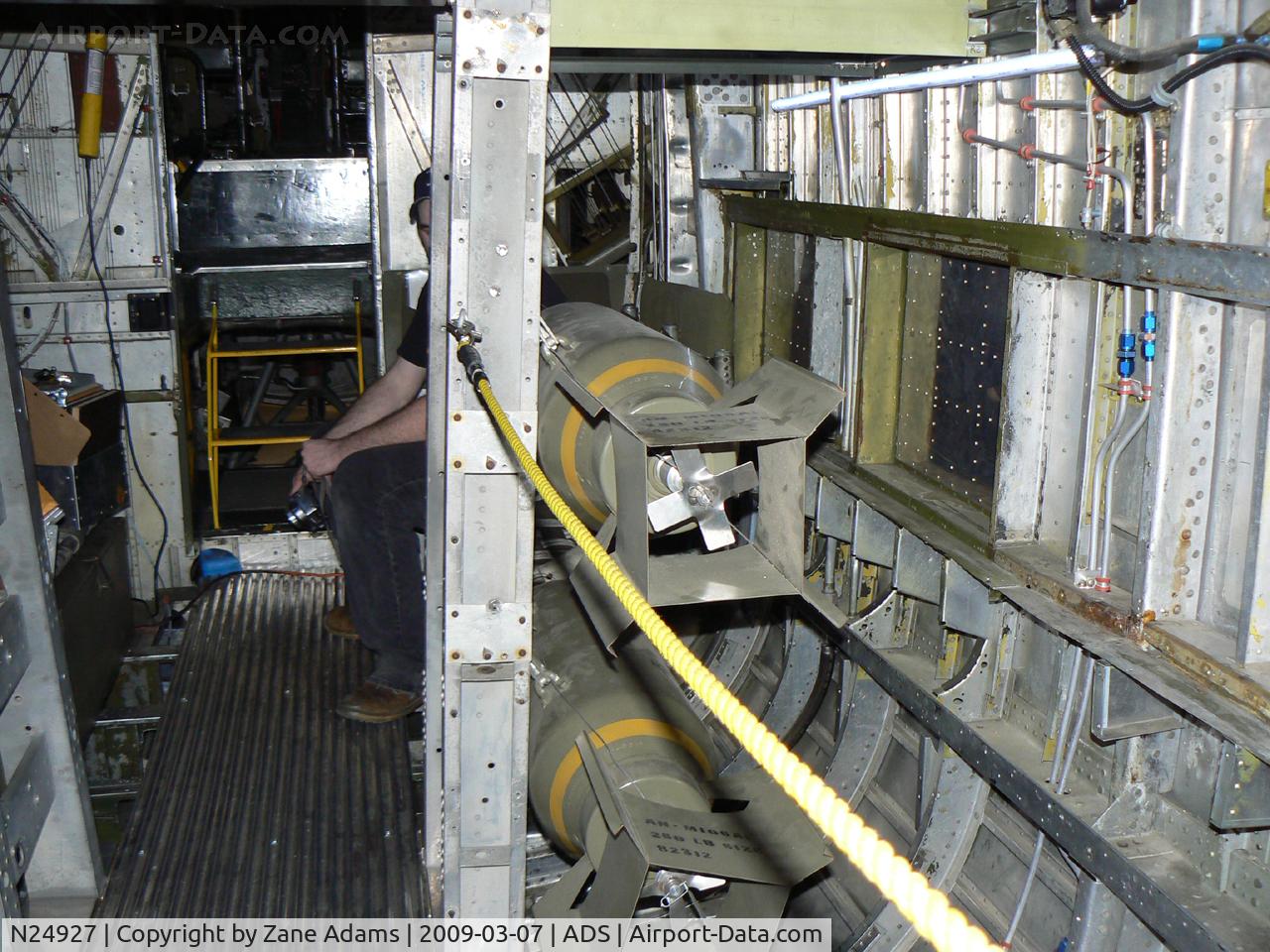 N24927, 1940 Consolidated Vultee RLB30 (B-24) C/N 18, CAF B-24A Bomb bay looking forward. (I see you sitting up there Jon :) )